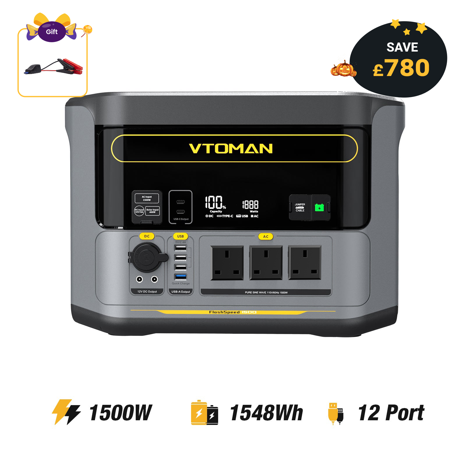 VTOMAN FlashSpeed 1500 ポータブル電源 Amazon.co.jp: VTOMAN FlashSpeed 1500 ポータブル電源 1500W