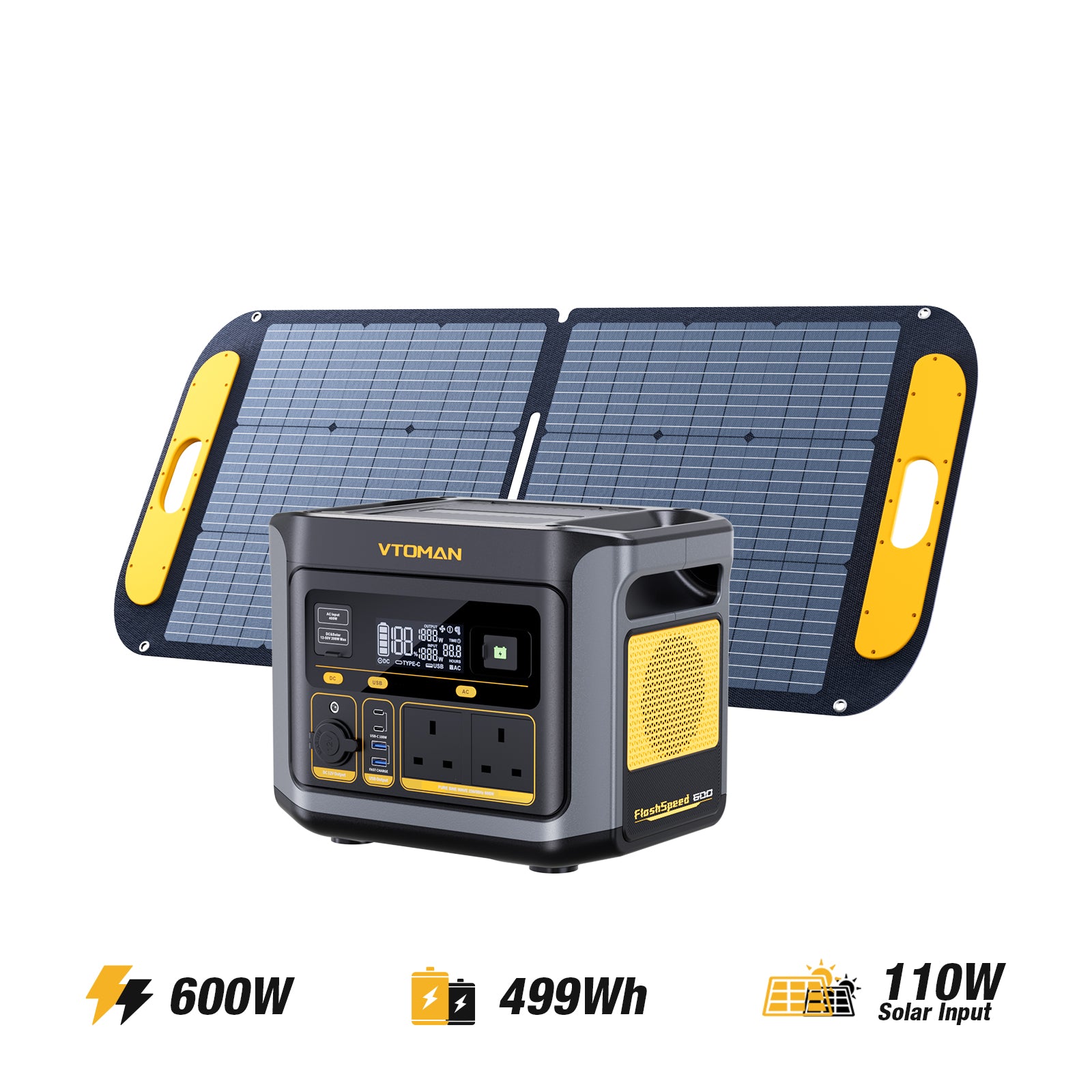 VTOMAN FlashSpeed 600 +110W Solar Panel