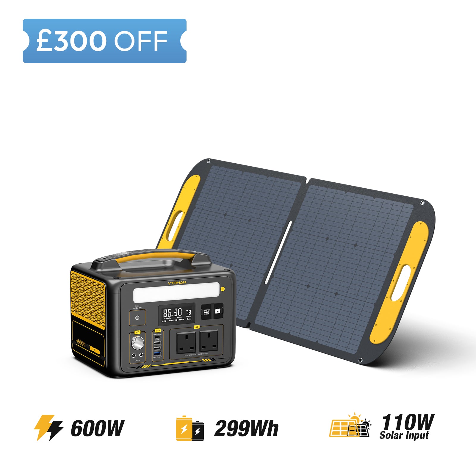 Jump 600X and  110W solar panel save £300 in summer sale