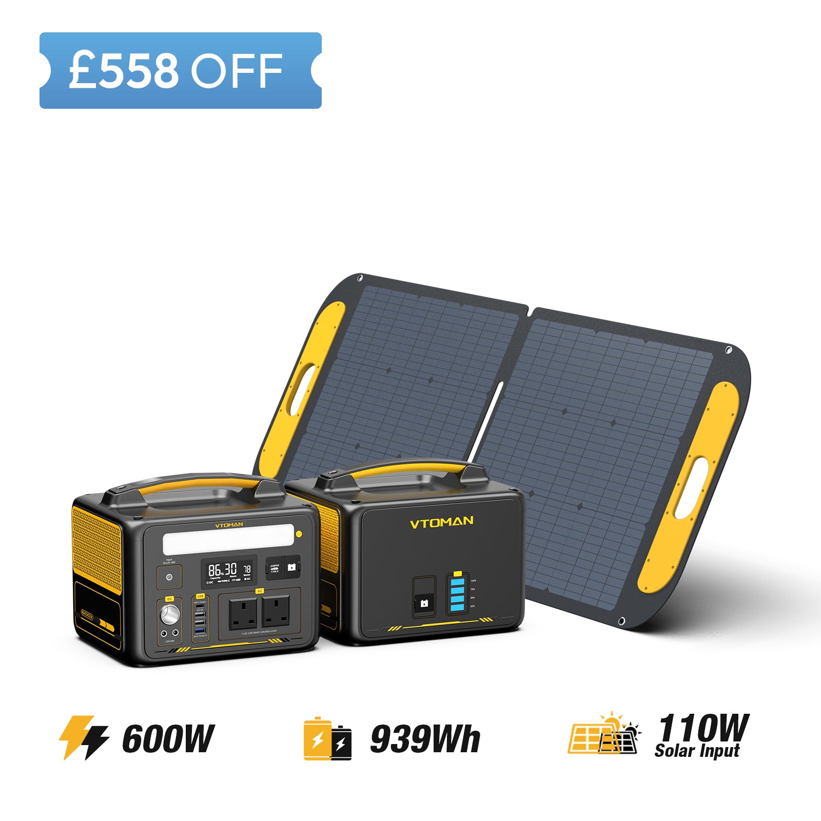Jump 600X and 640wh extra battery and 110W solar panel save £558 in summer sale