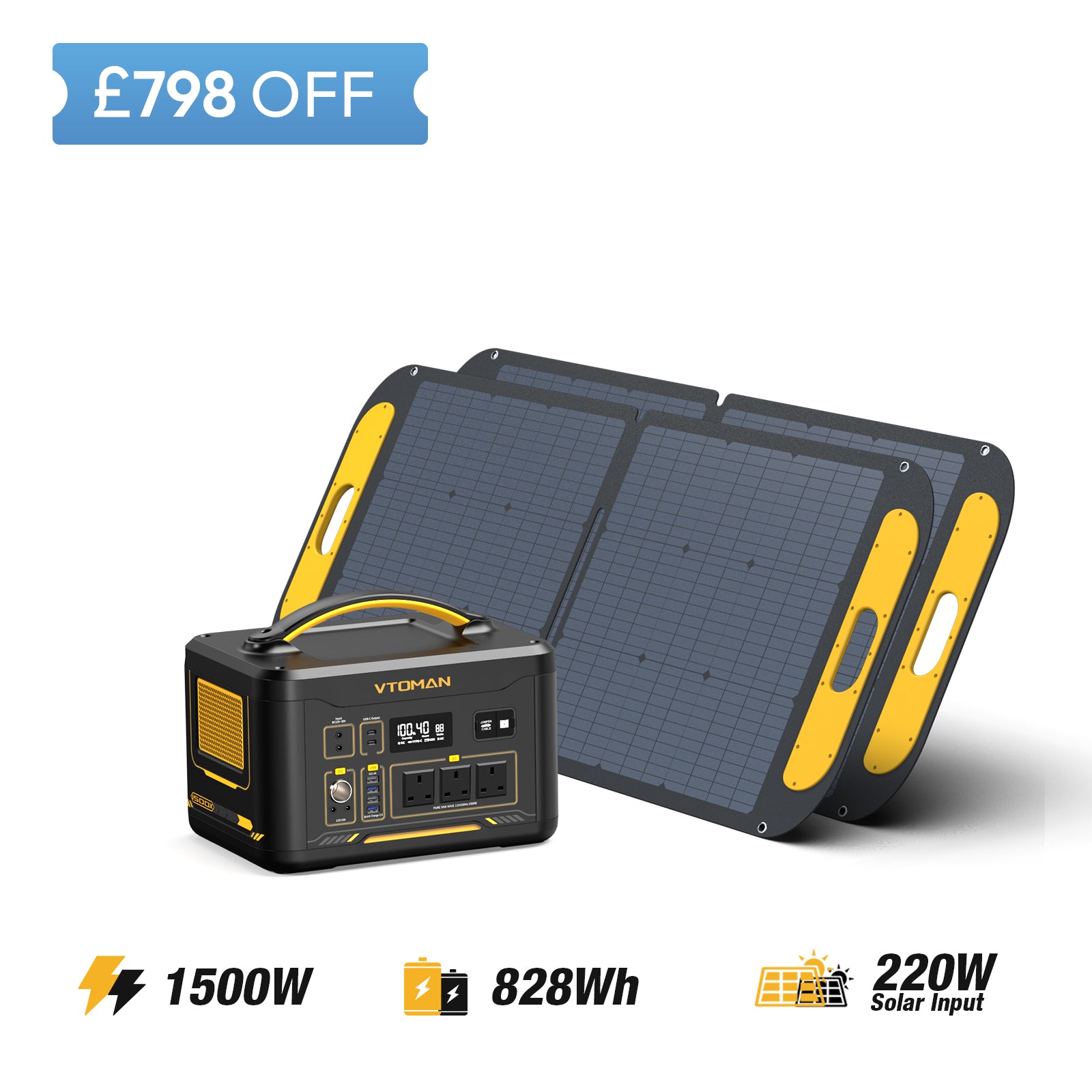 Jump 1500X and 2-110W solar panel  save £798 in summer sale