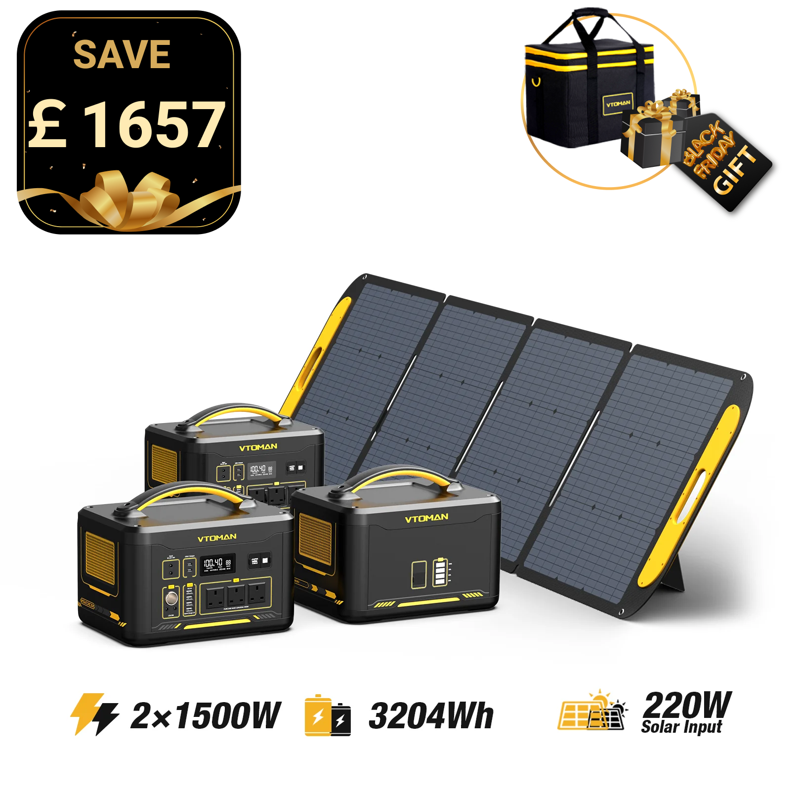 Jump 1500W/3204Wh 220W Solar Generator