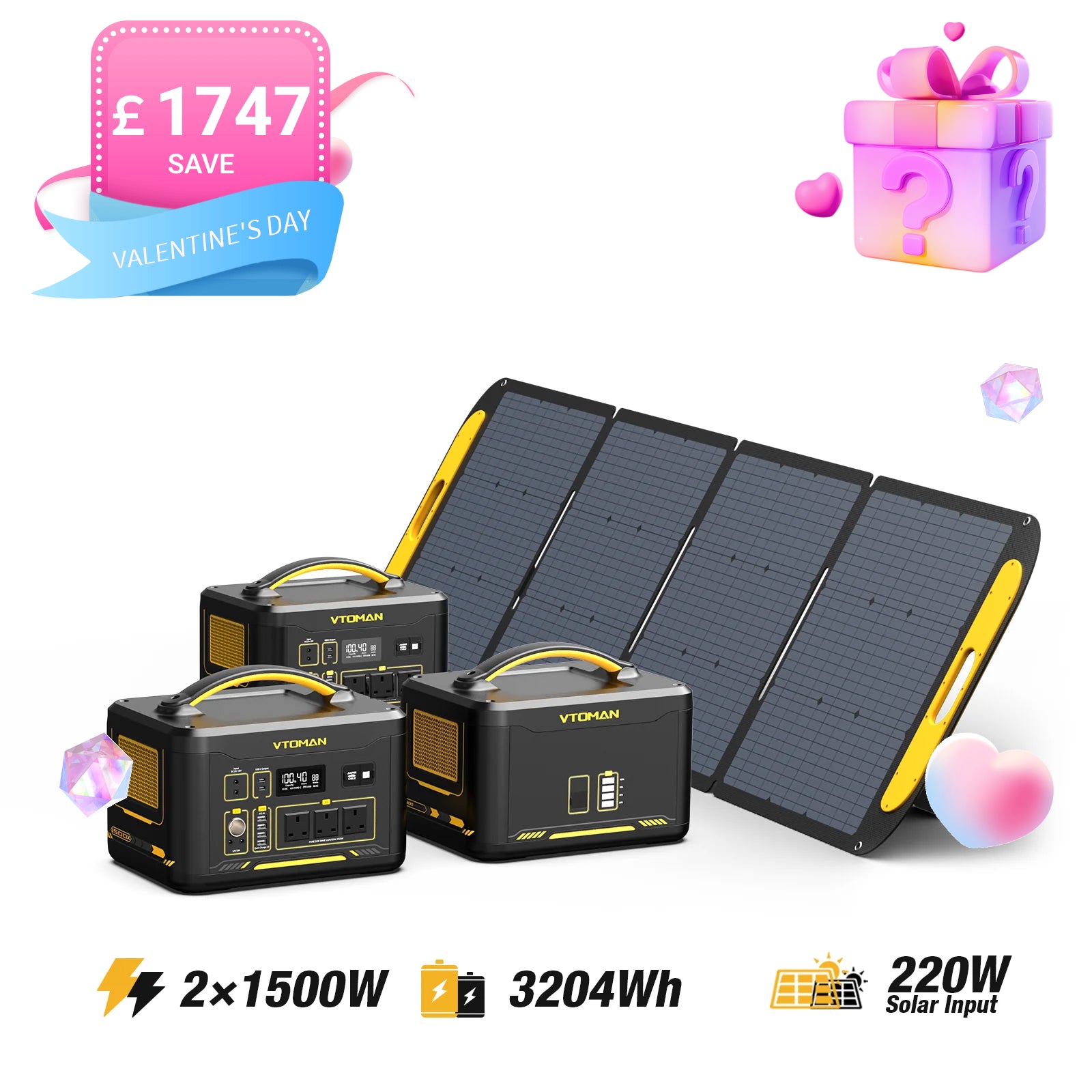 Jump 1500W/3204Wh 220W Solar Generator