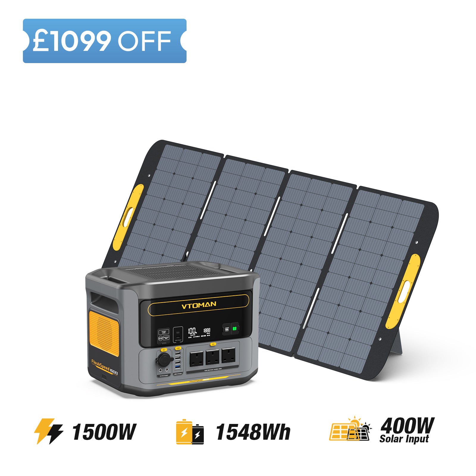 FlashSpeed 1500 and 400W solar panel save £1099 in summer sale