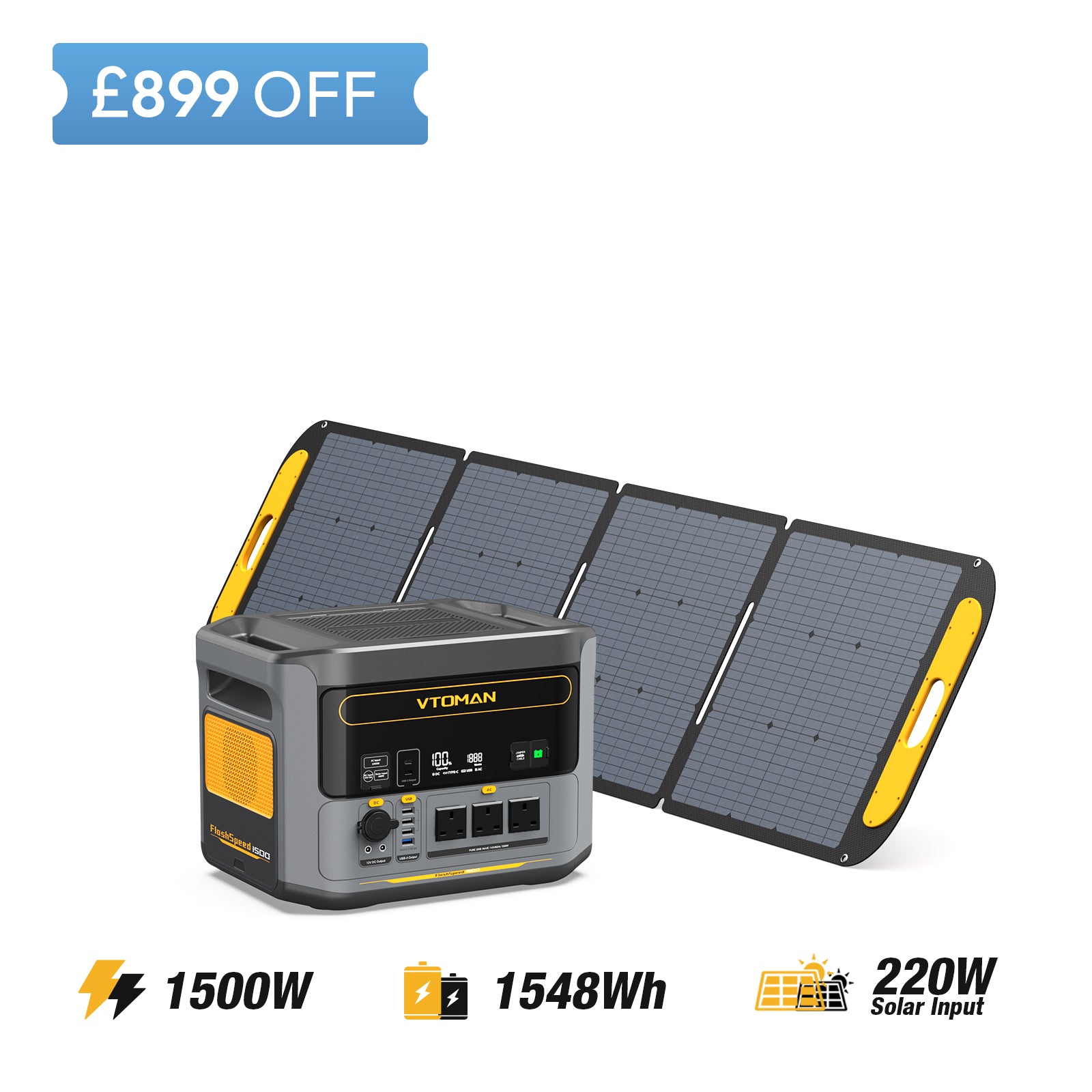 FlashSpeed 1500 and 220W solar panel save £899 in summer sale