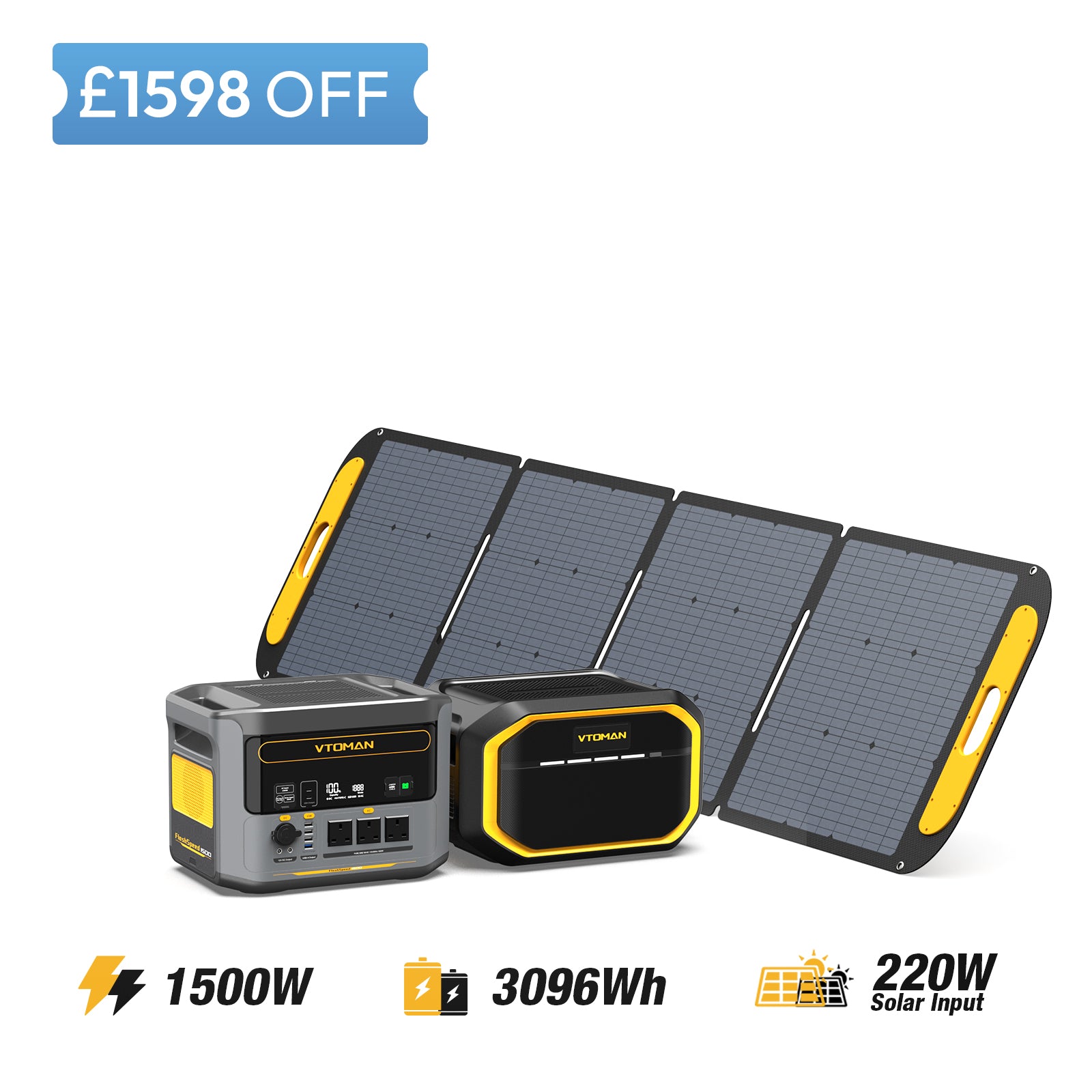 FlashSpeed 1500 and 1548Wh extra battery and 220W solar panel save £1598in summer sale