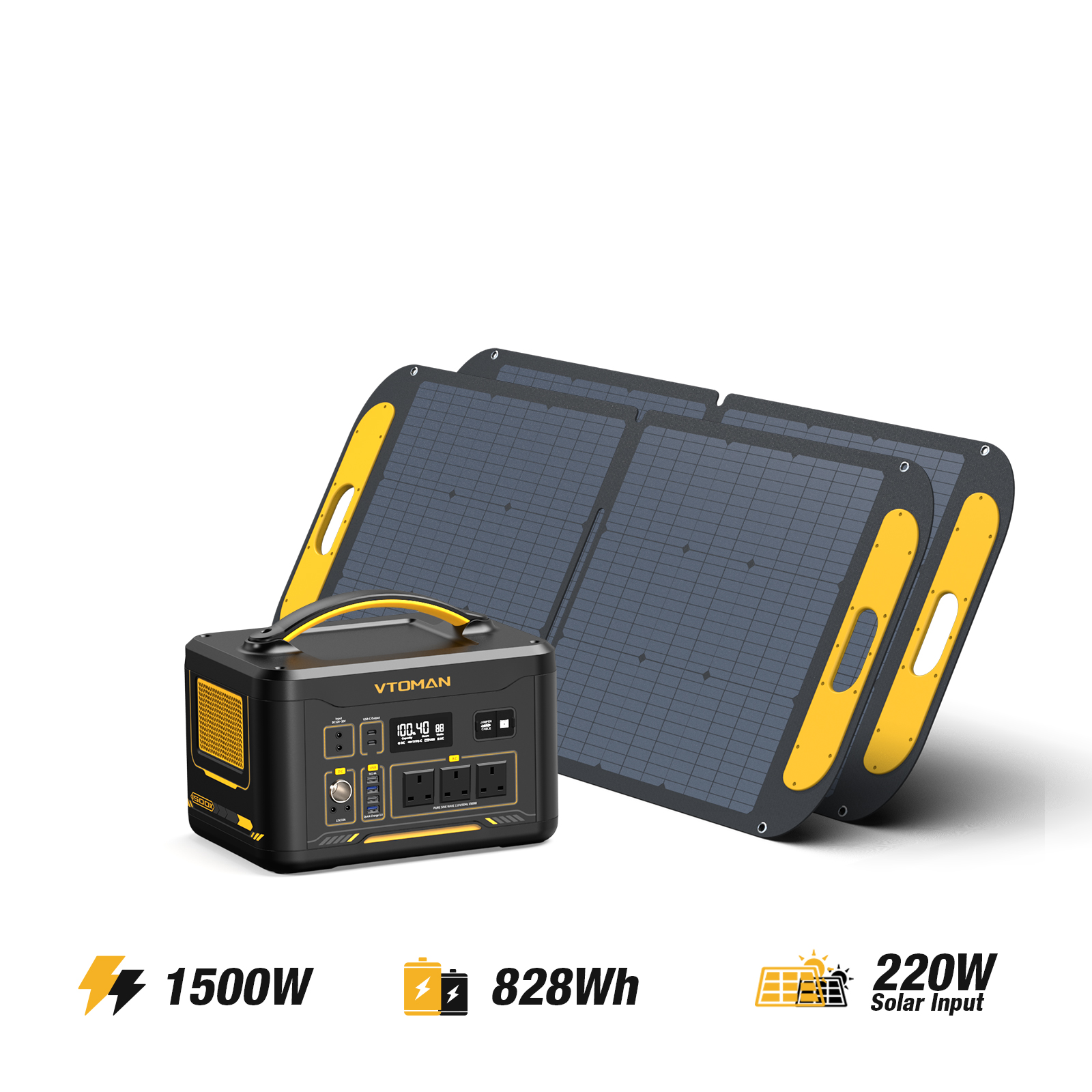 Jump 1500W/ 828Wh 2*110W Solar Generator