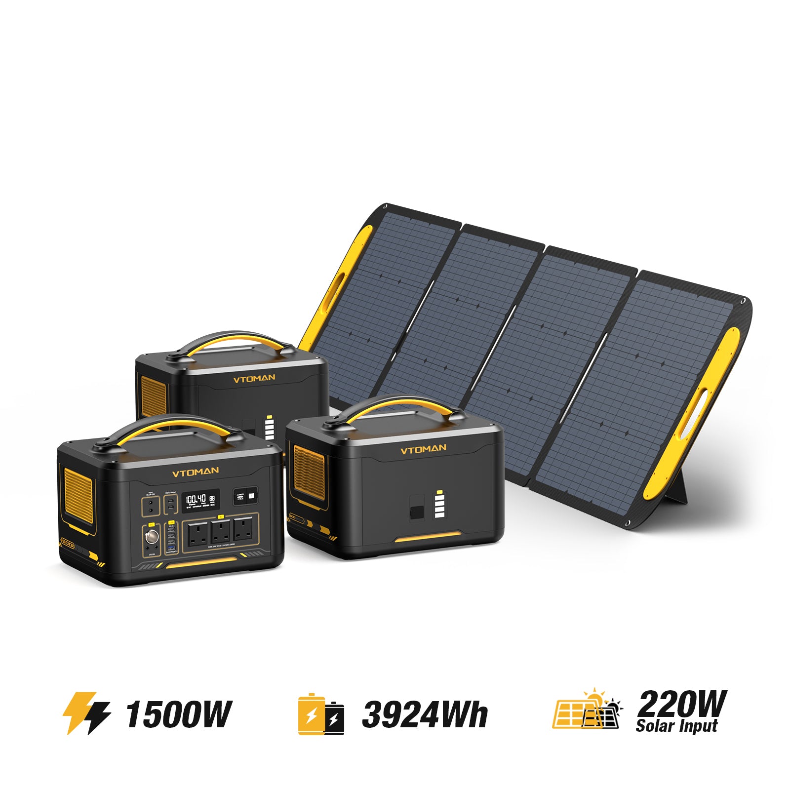 Balíček JUMP1500X+2*Přídavná baterie+2*100W solární panel