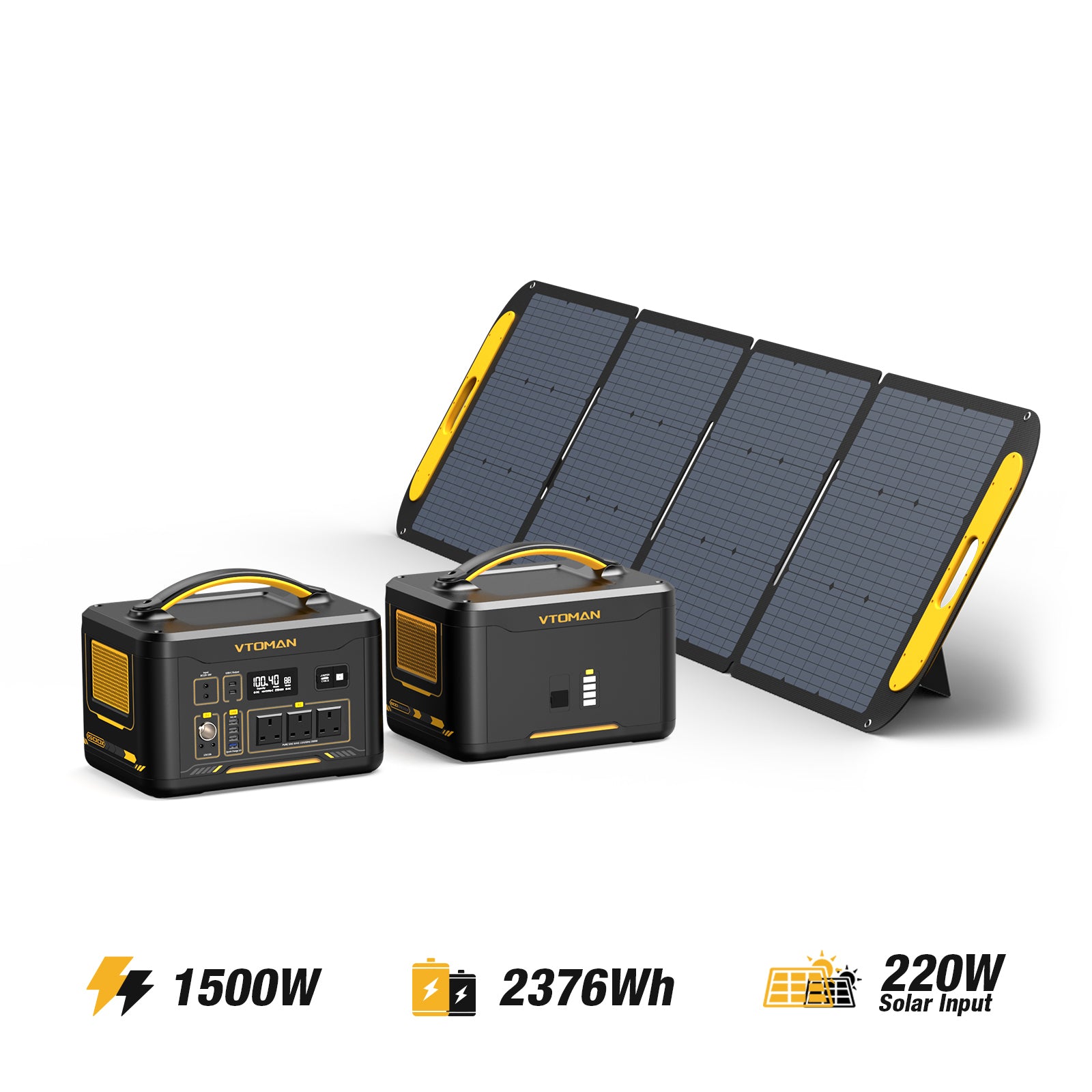 Balíček JUMP1500X+přídavná baterie+2*100W solární panel