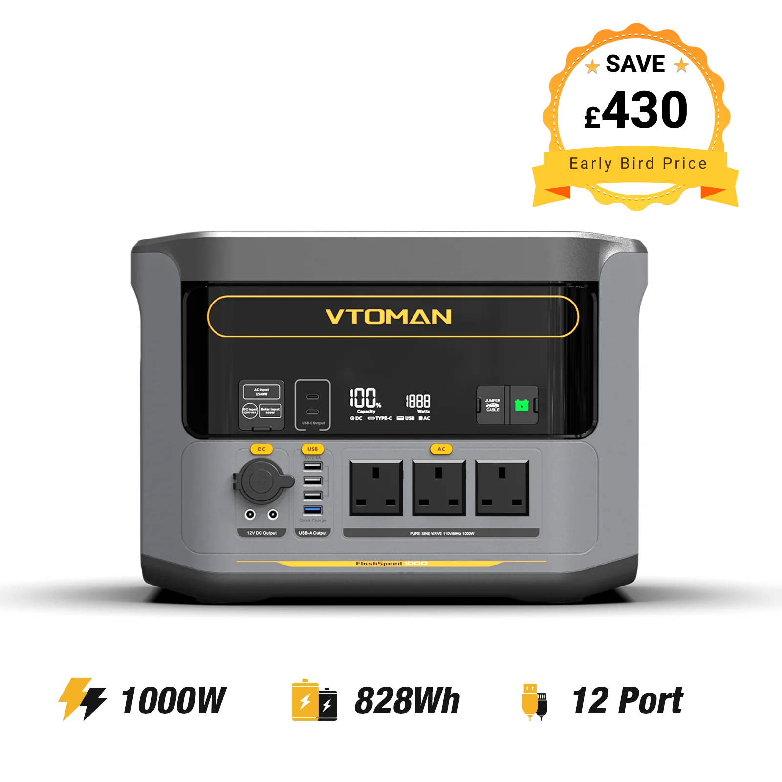 VTOMAN FlashSpeed 1000 Power Station 828Wh | 1000W