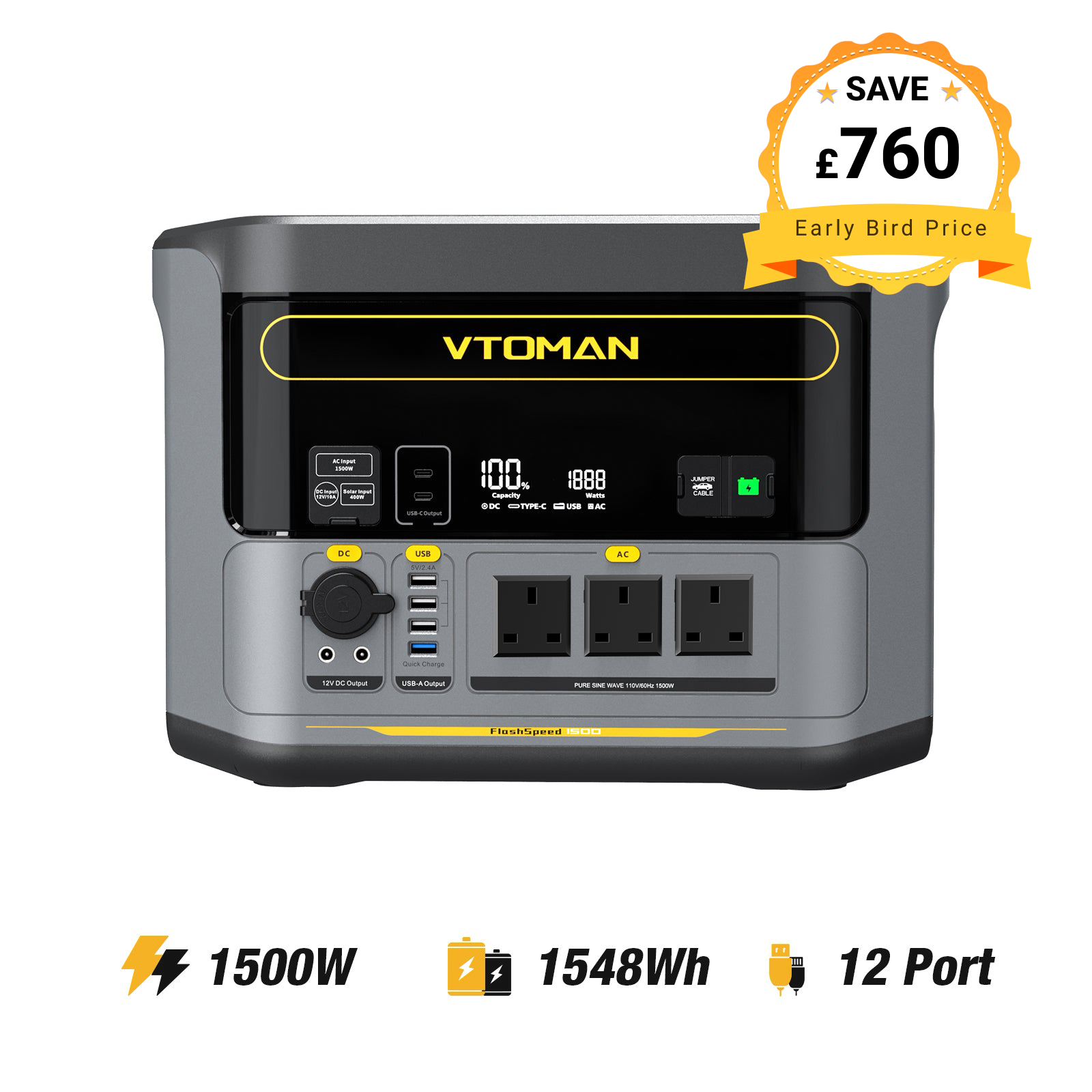 VTOMAN FlashSpeed 1500 Portable Power Station