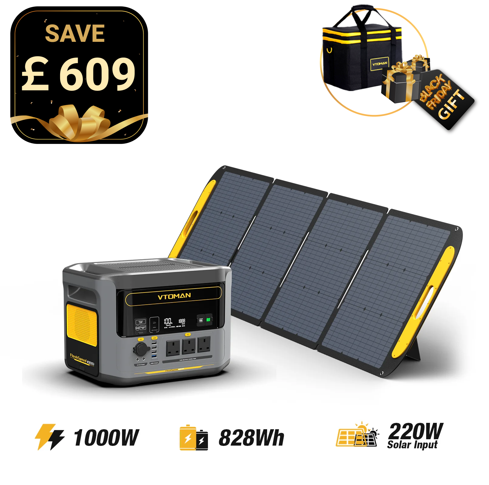 Bundle FlashSpeed 1000+VS220 Solar Panel