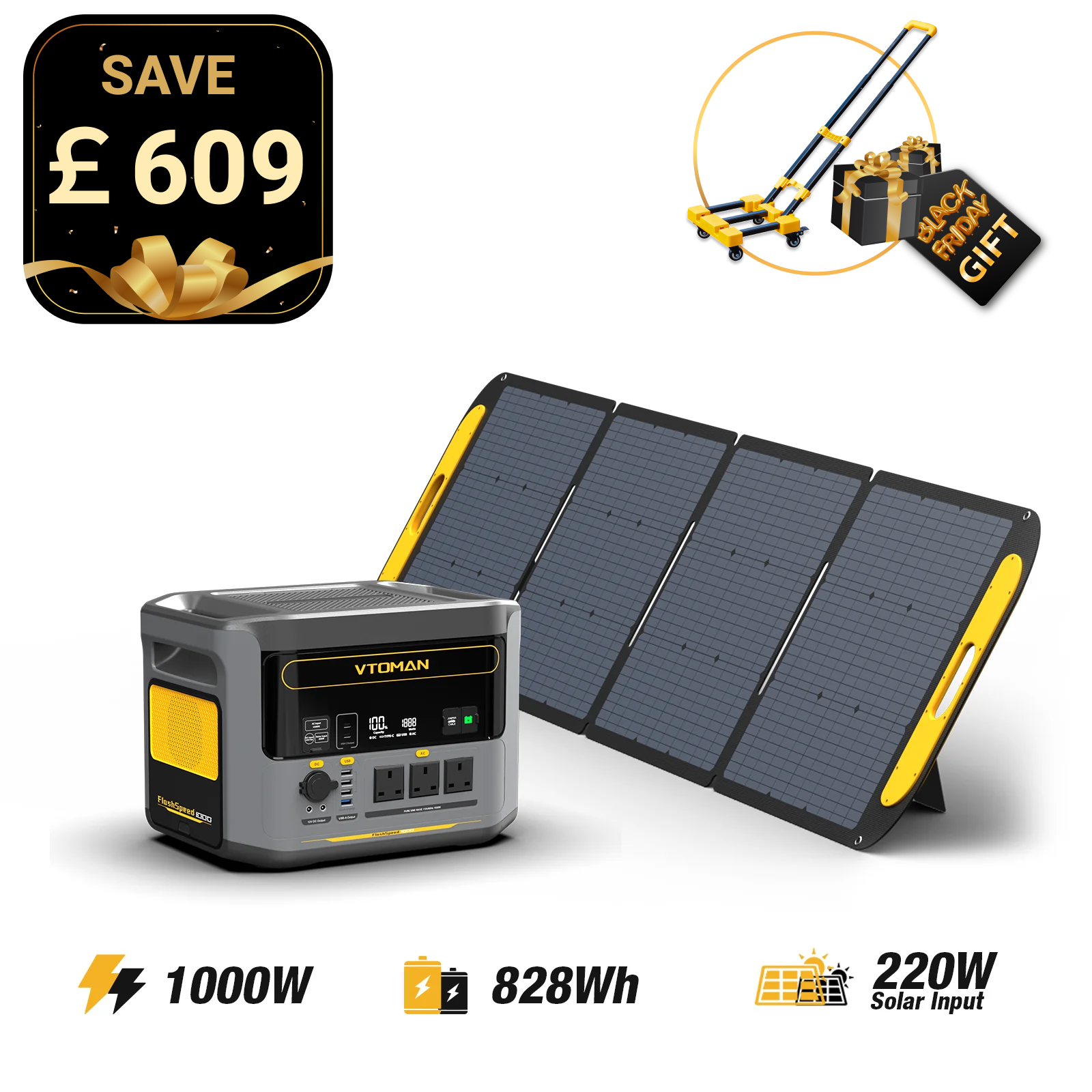 Bundle FlashSpeed 1000+VS220 Solar Panel