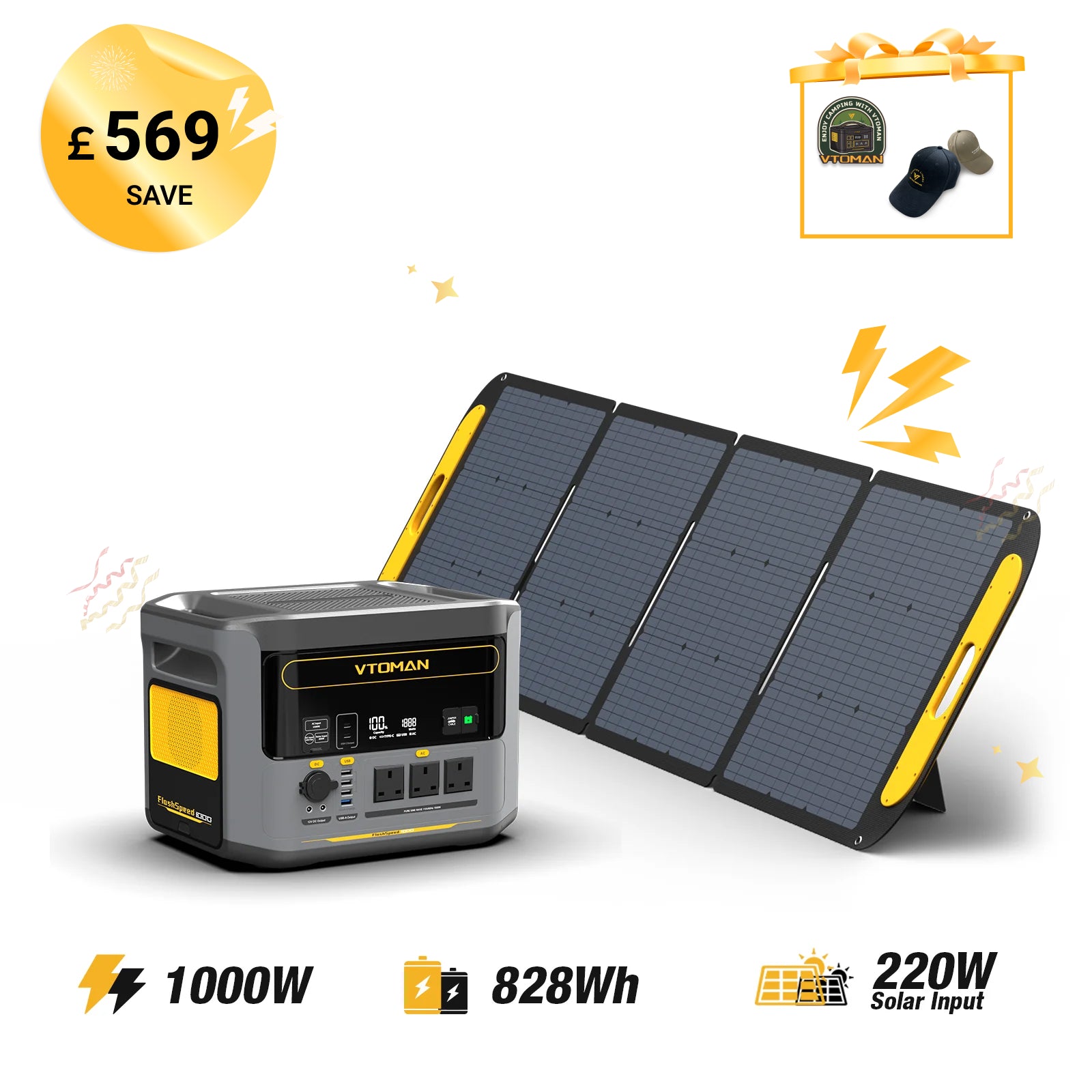 Bundle FlashSpeed 1000+VS220 Solar Panel