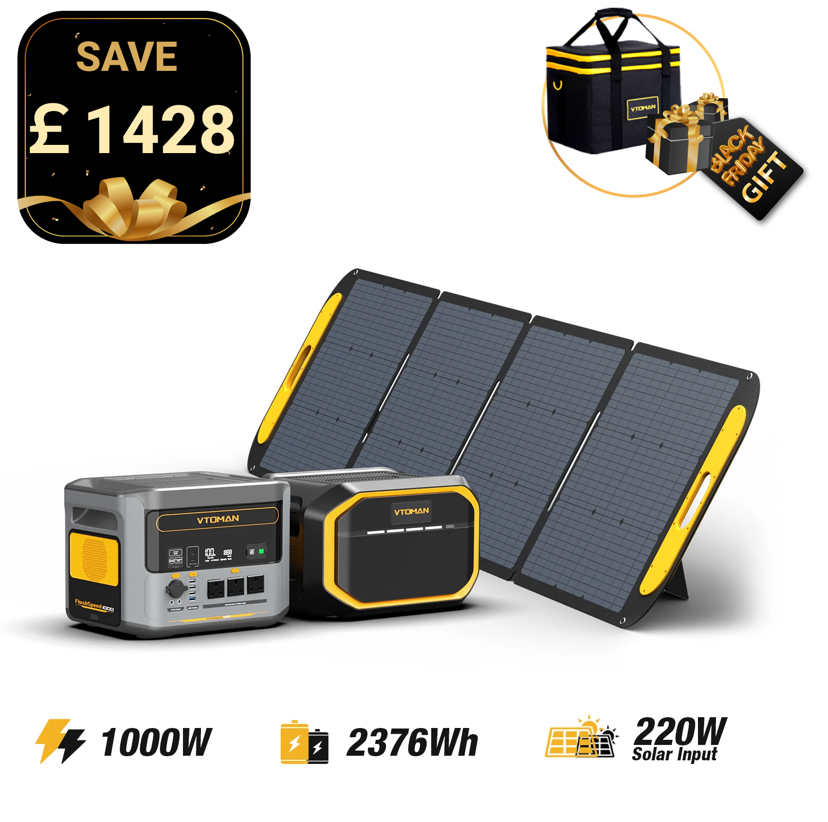 Bundle FlashSpeed 1000+1548Wh EXtra Battery+VS220 Solar Panel