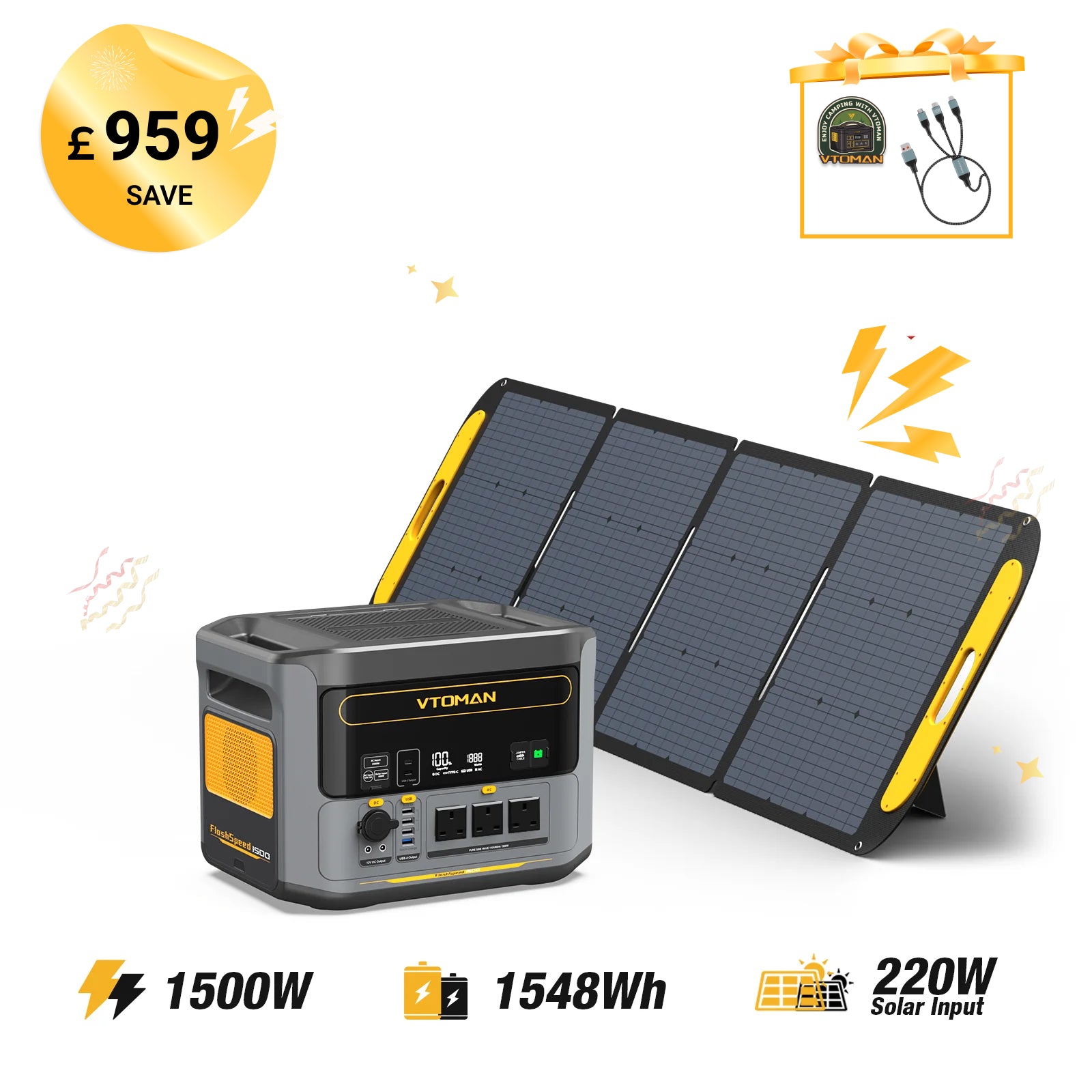 FlashSpeed 1500W/1548Wh 220W Pro Solar Generator