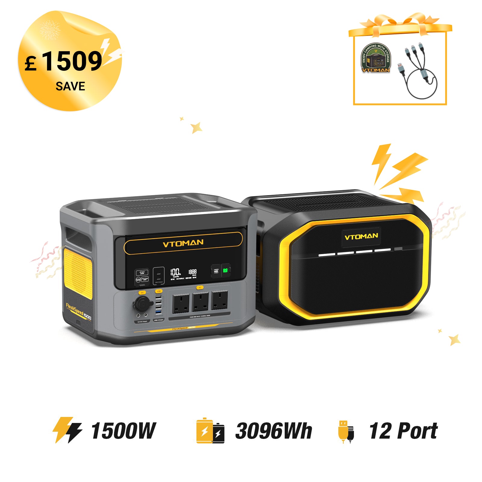 VTOMAN 1548Wh Extra Battery Compatible With FlashSpeed 1500