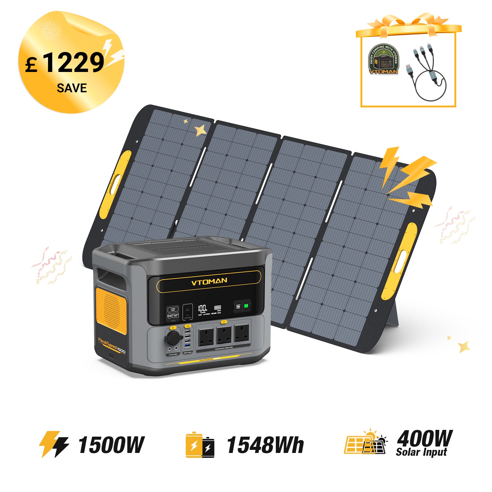 VTOMAN 400W Foldable Portable Solar Panels