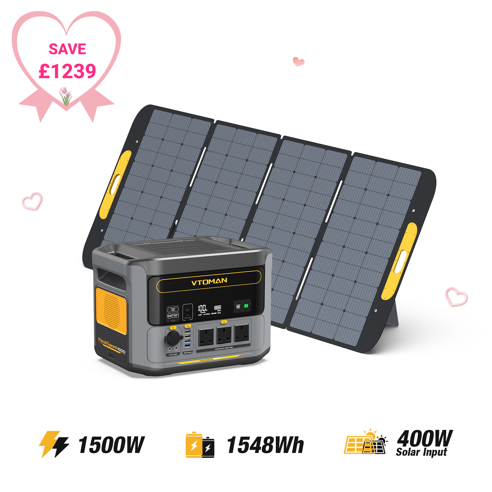 FlashSpeed 1500W/1548Wh 400W Solar Generator