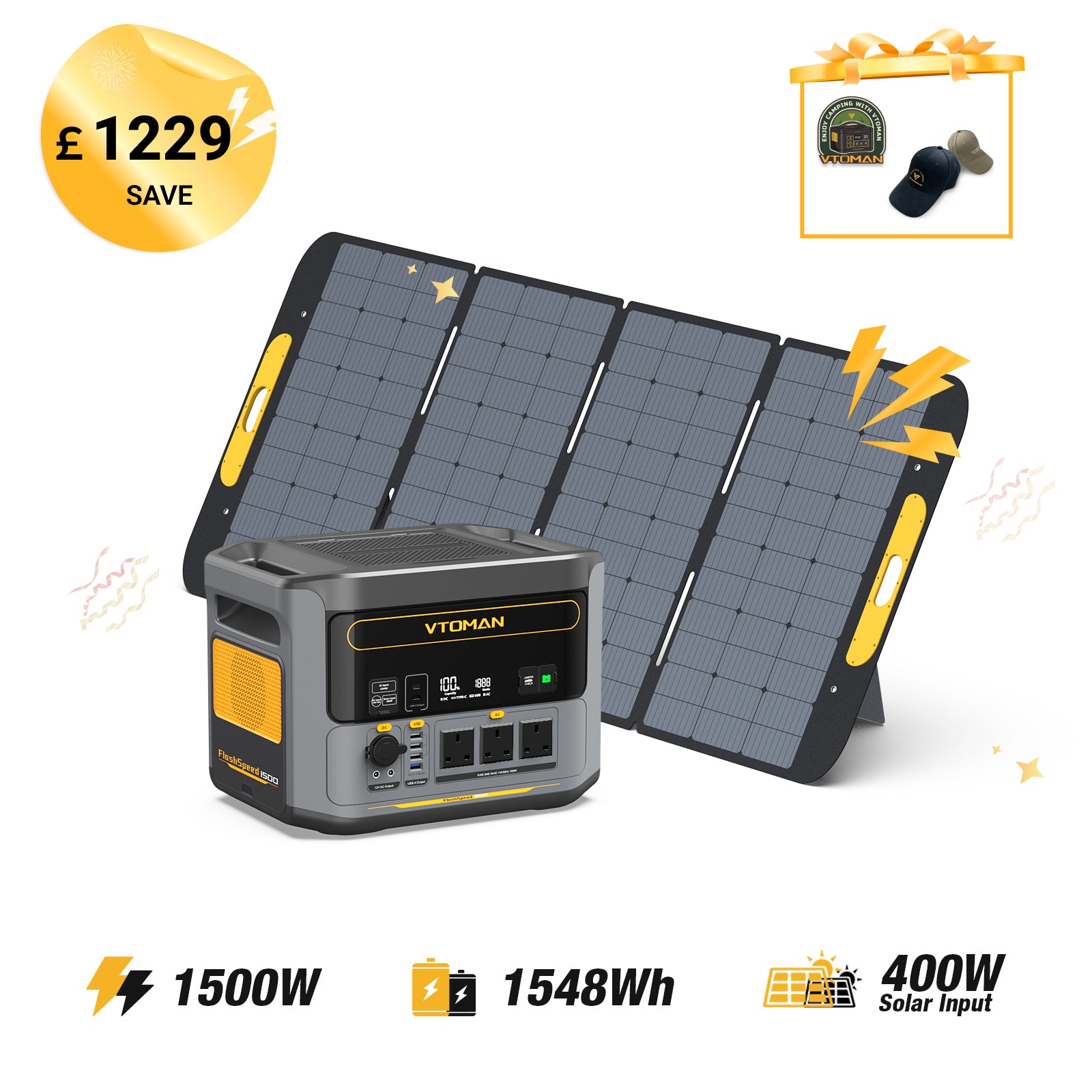 FlashSpeed 1500W/1548Wh 400W Solar Generator