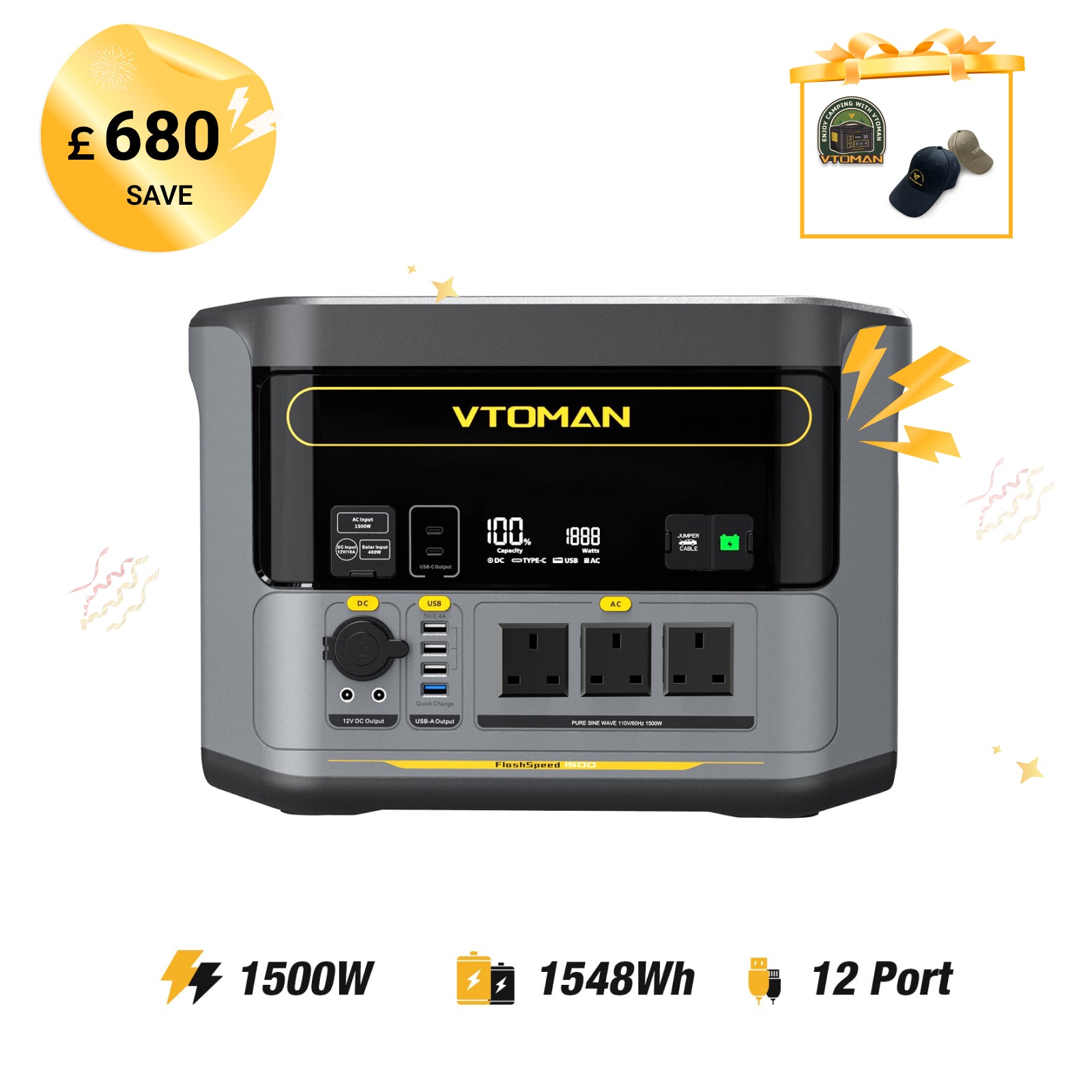 VTOMAN FlashSpeed 1500 Portable Power Station