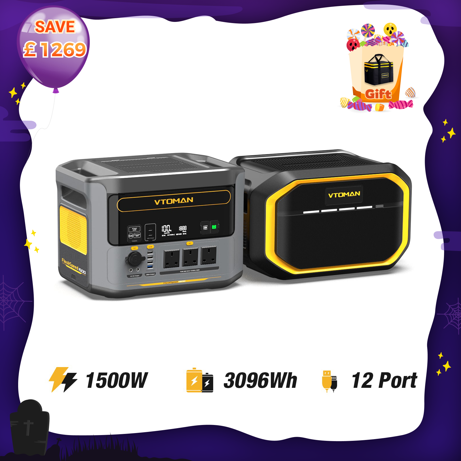 VTOMAN 1548Wh Extra Battery Compatible With FlashSpeed 1500