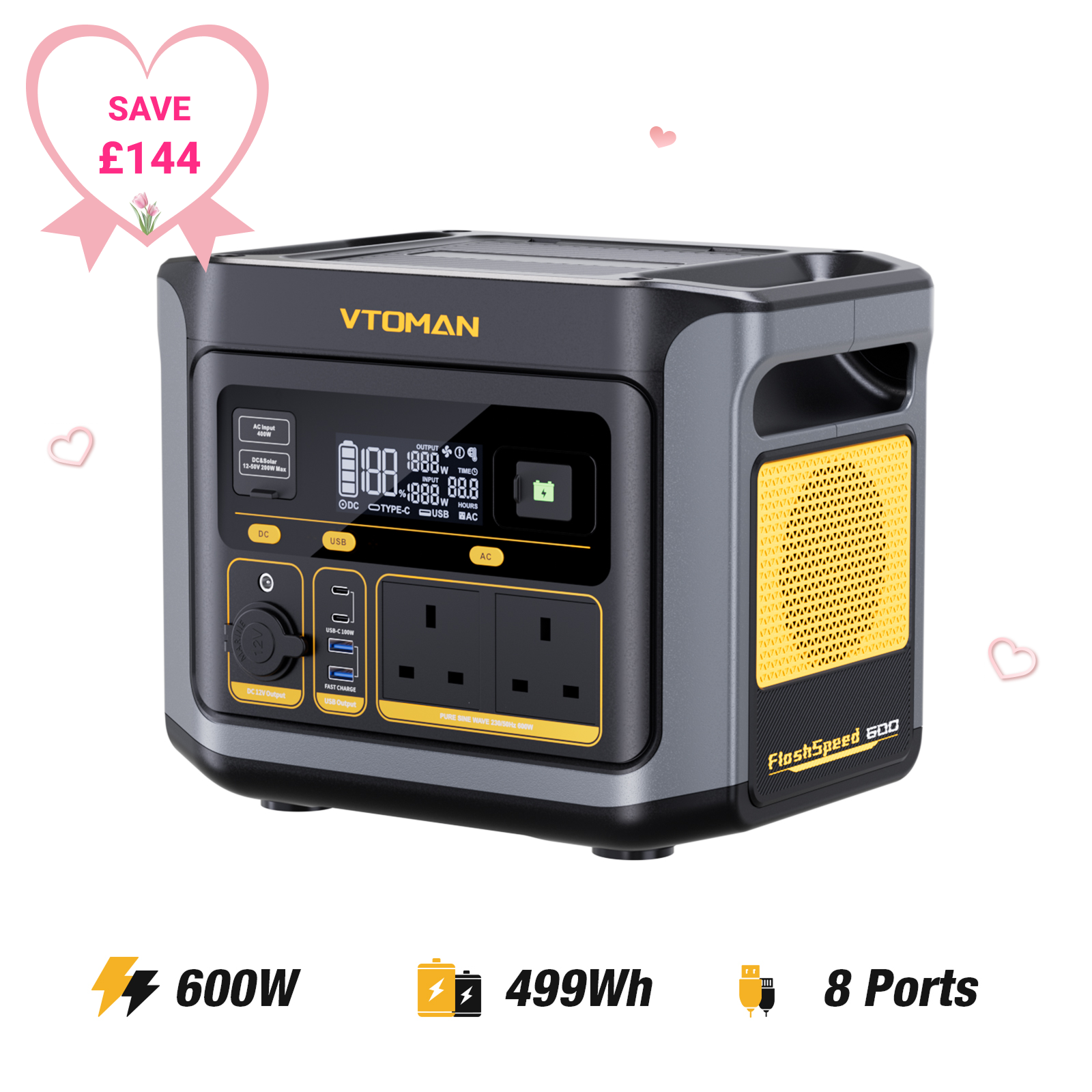 VTOMAN FlashSpeed 600 Portable Power Station