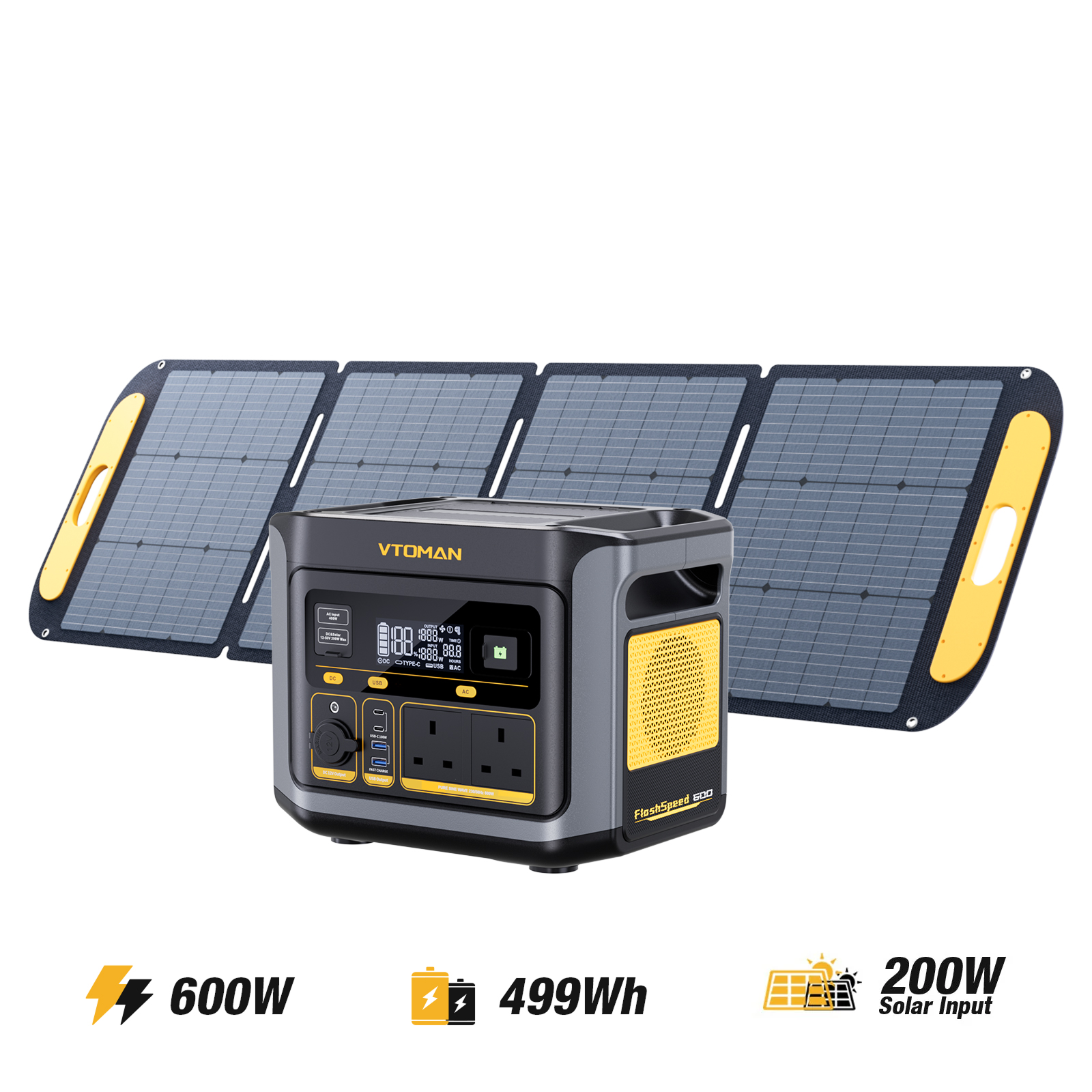 VTOMAN FlashSpeed 600 +200W Solar Panel