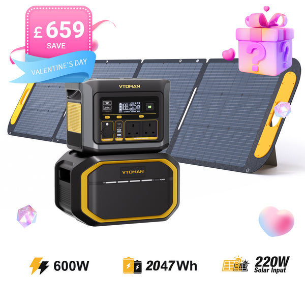 VTOMAN FlashSpeed 600+ Extra Battery+220W Solar Panel