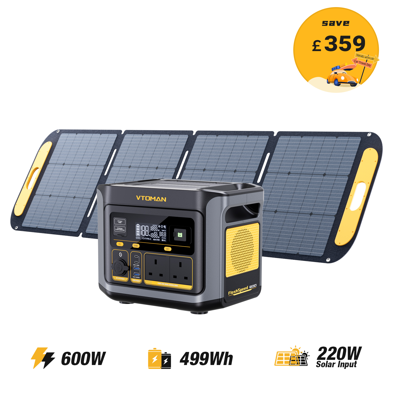 VTOMAN FlashSpeed 600 Portable Power Station