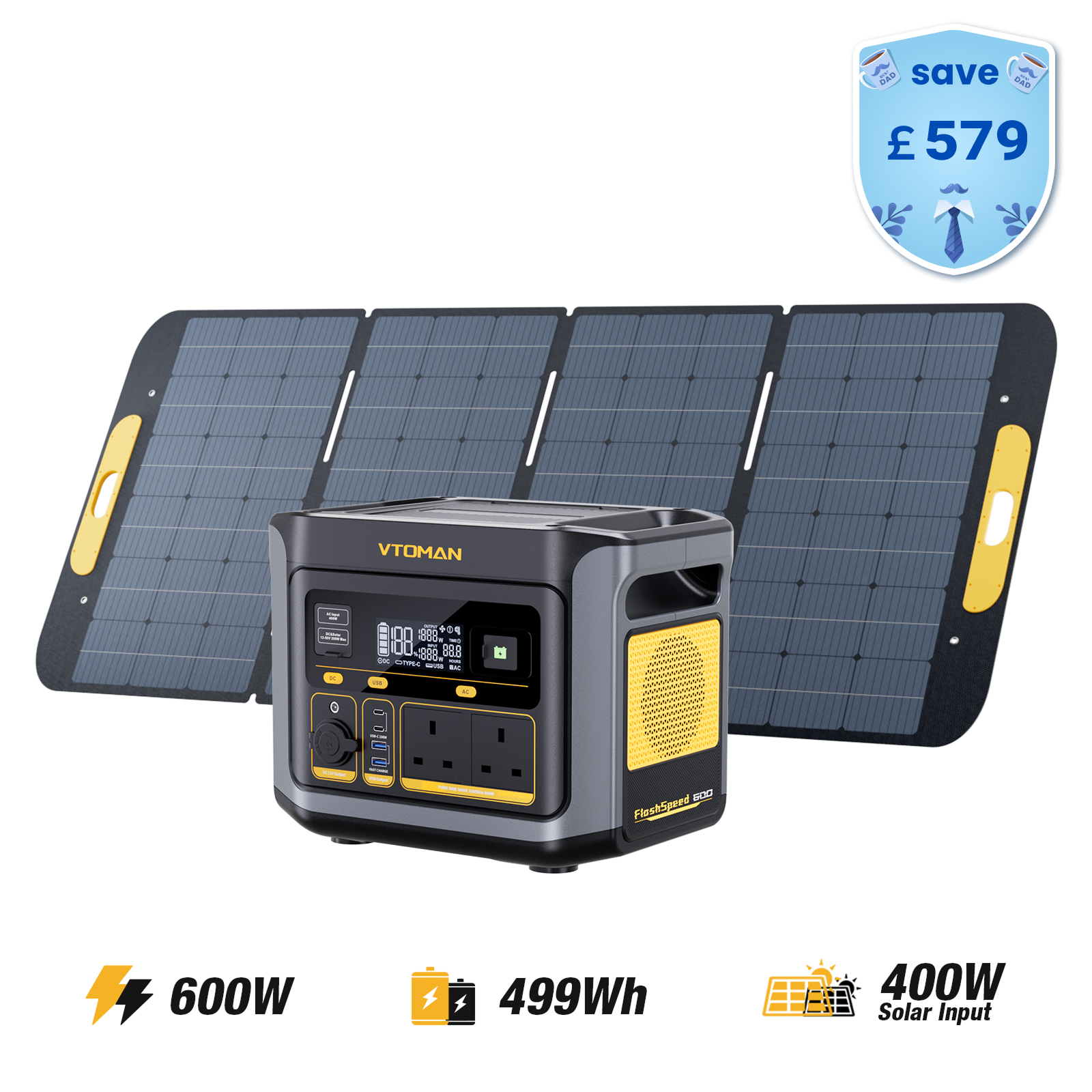 VTOMAN FlashSpeed 600 +400W Solar Panel