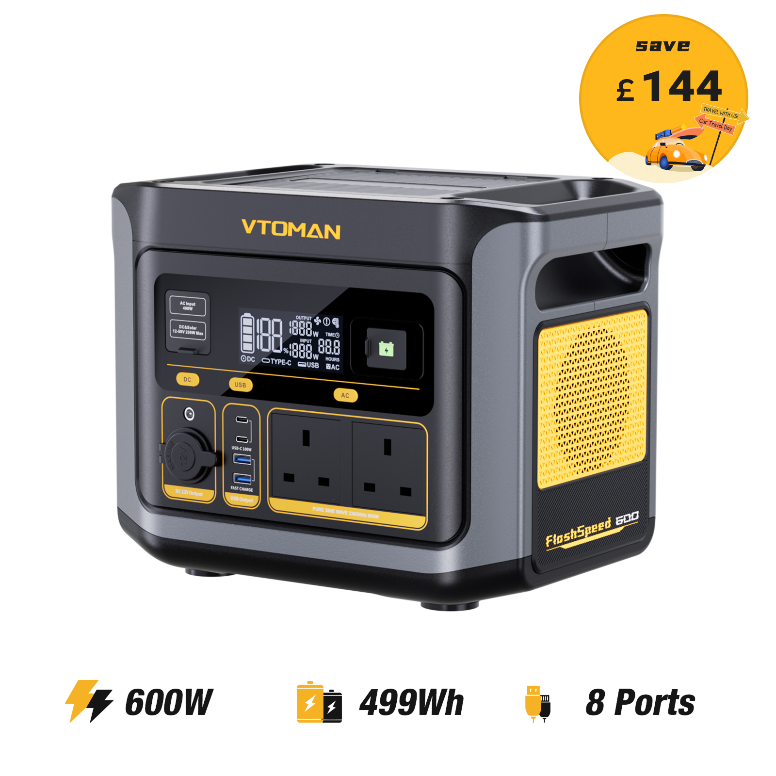 VTOMAN FlashSpeed 600 Portable Power Station