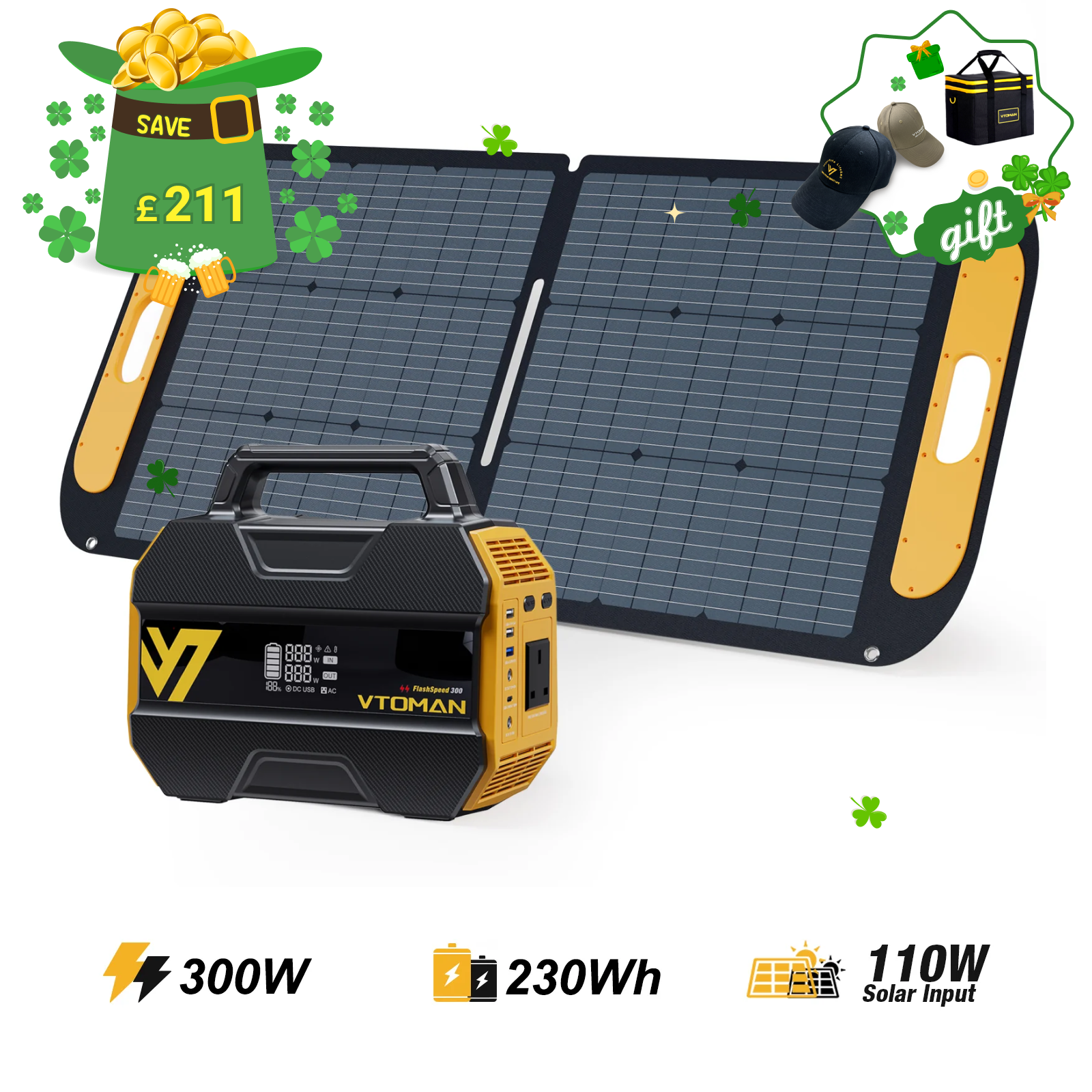 VTOMAN FlashSpeed 300 +110W Solar Panel