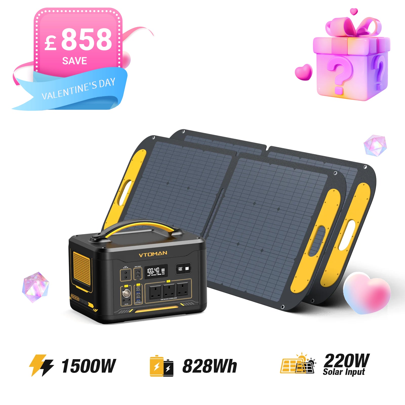 Jump 1500W/ 828Wh 2*110W Solar Generator