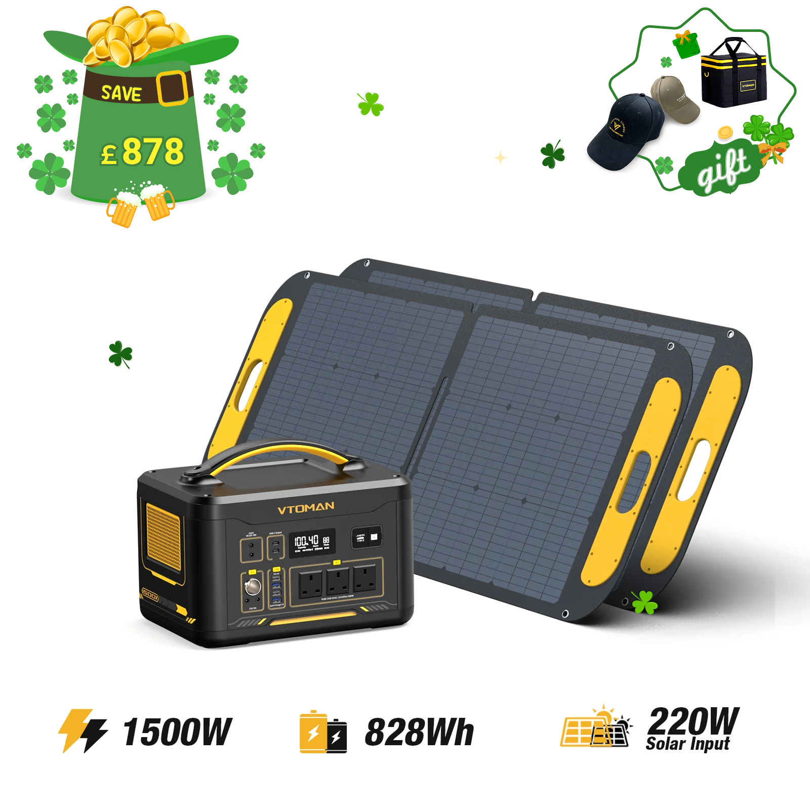 Jump 1500W/ 828Wh 2*110W Solar Generator