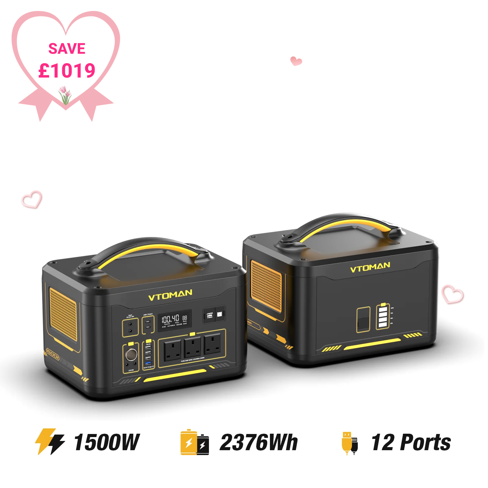 Balíček JUMP1500X+přídavná baterie+2*100W solární panel
