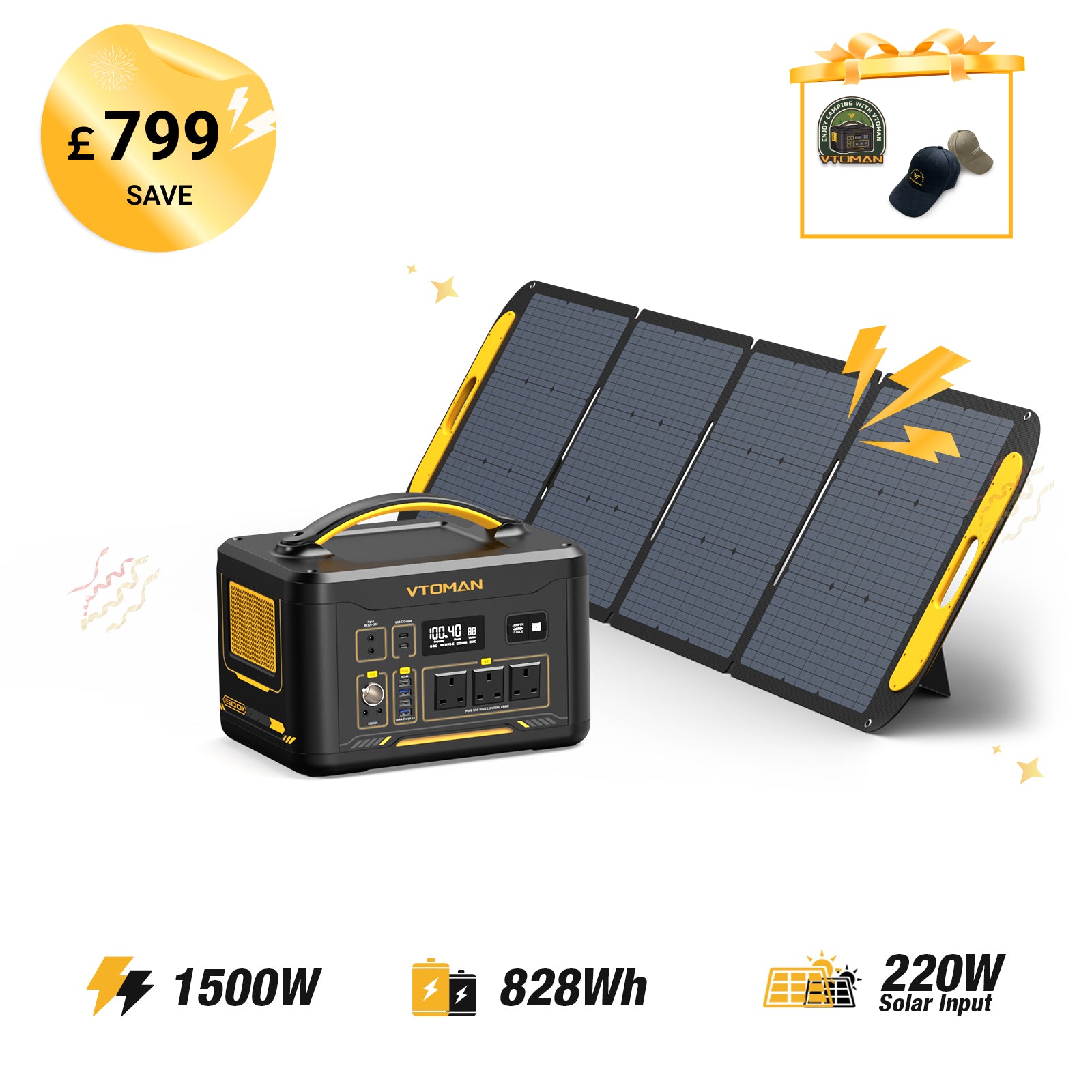 Jump 1500W/ 828Wh 220W Solar Generator