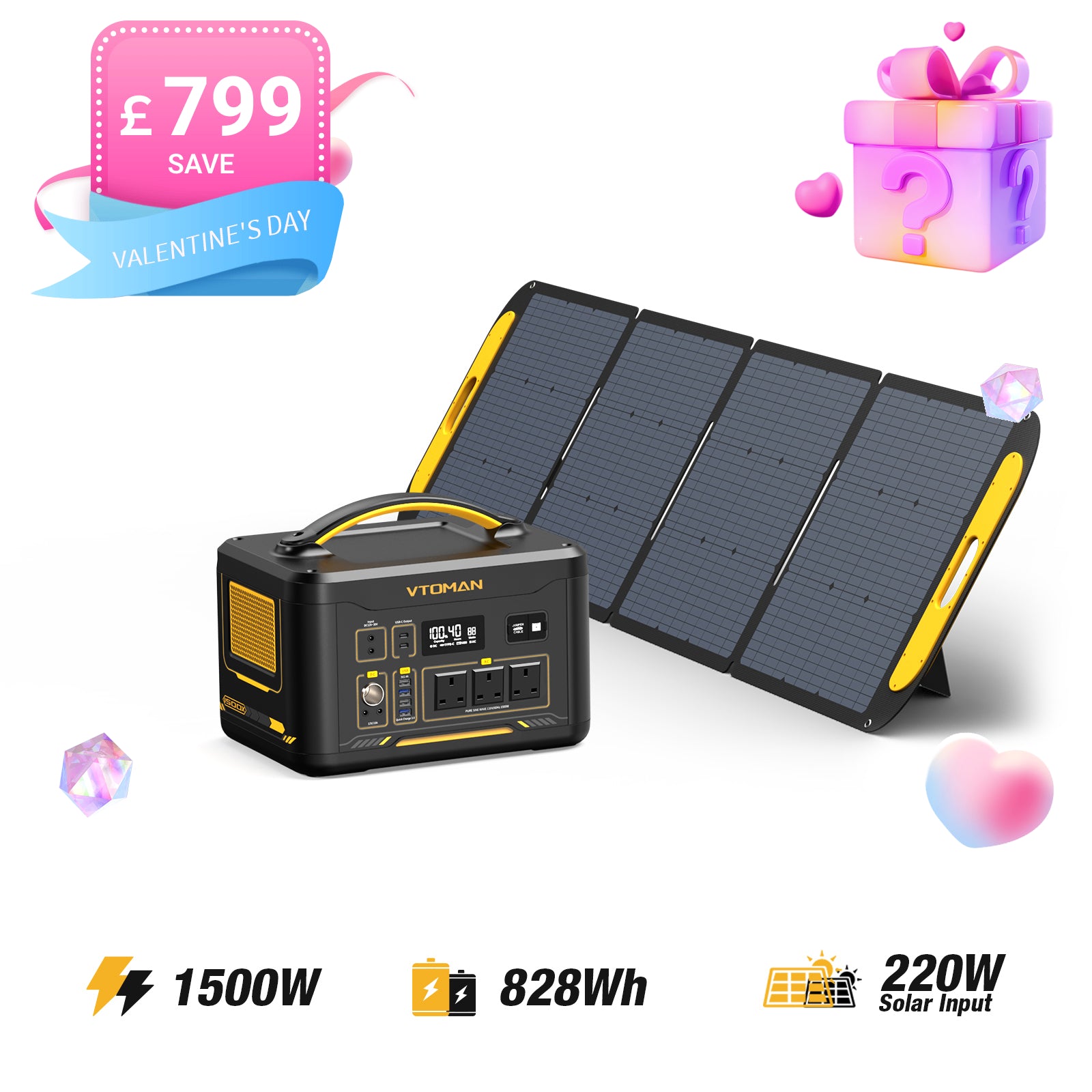 Jump 1500W/ 828Wh 220W Solar Generator