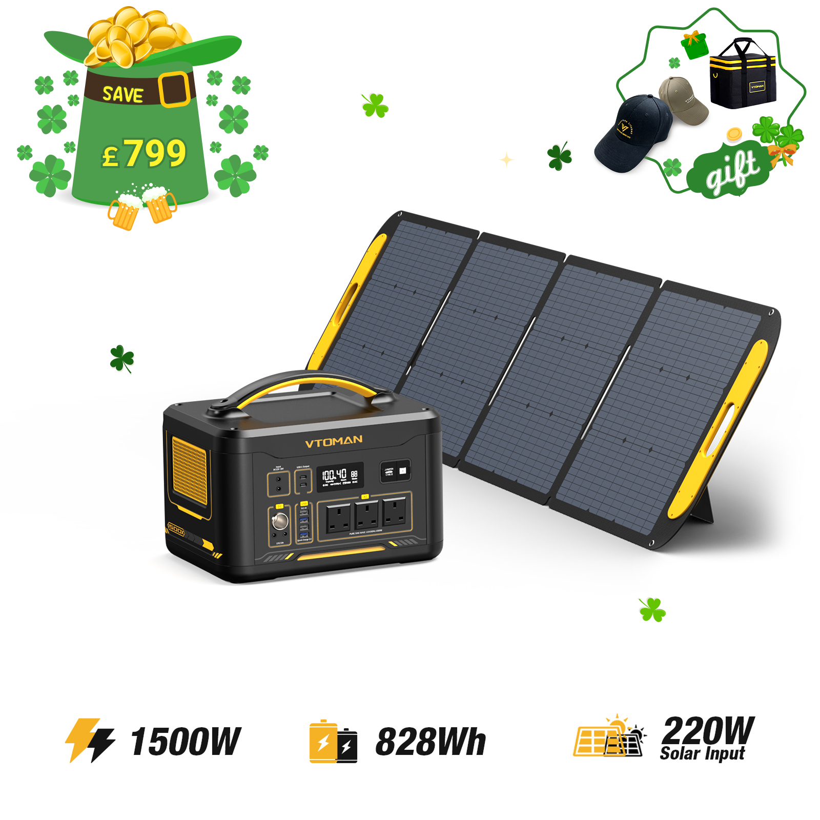 Jump 1500W/ 828Wh 220W Solar Generator