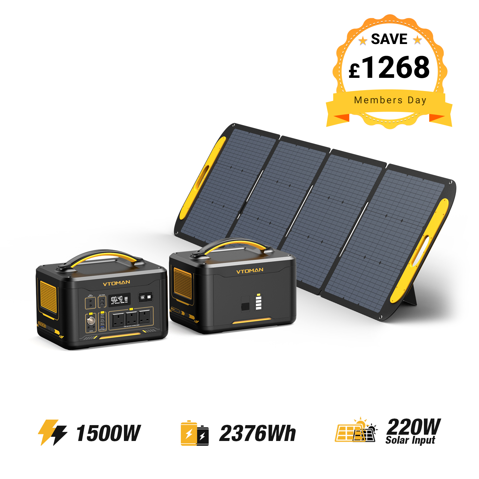 Jump 1500W/2376Wh 220W Solar Generator