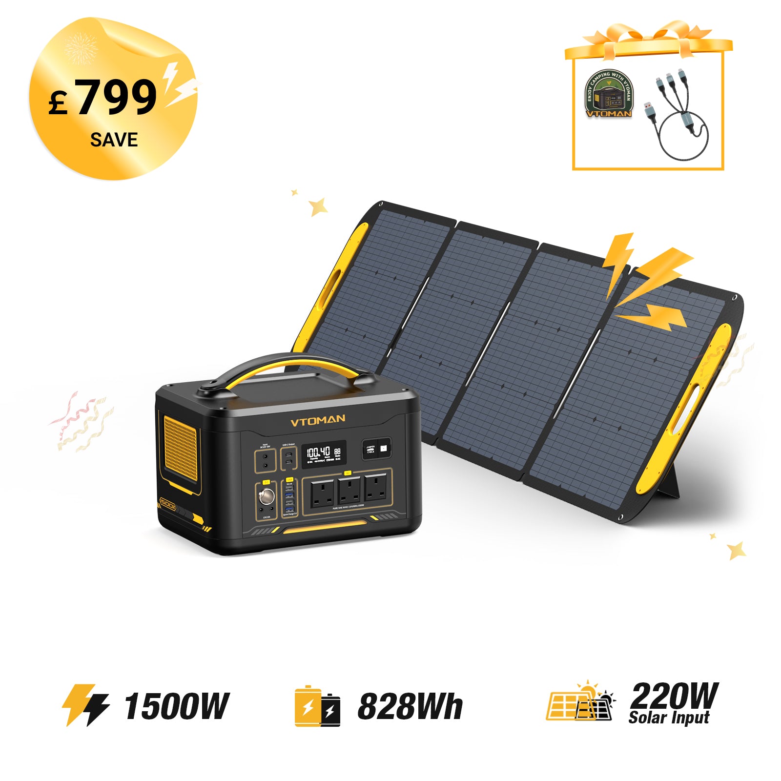 Jump 1500W/ 828Wh 220W Solar Generator