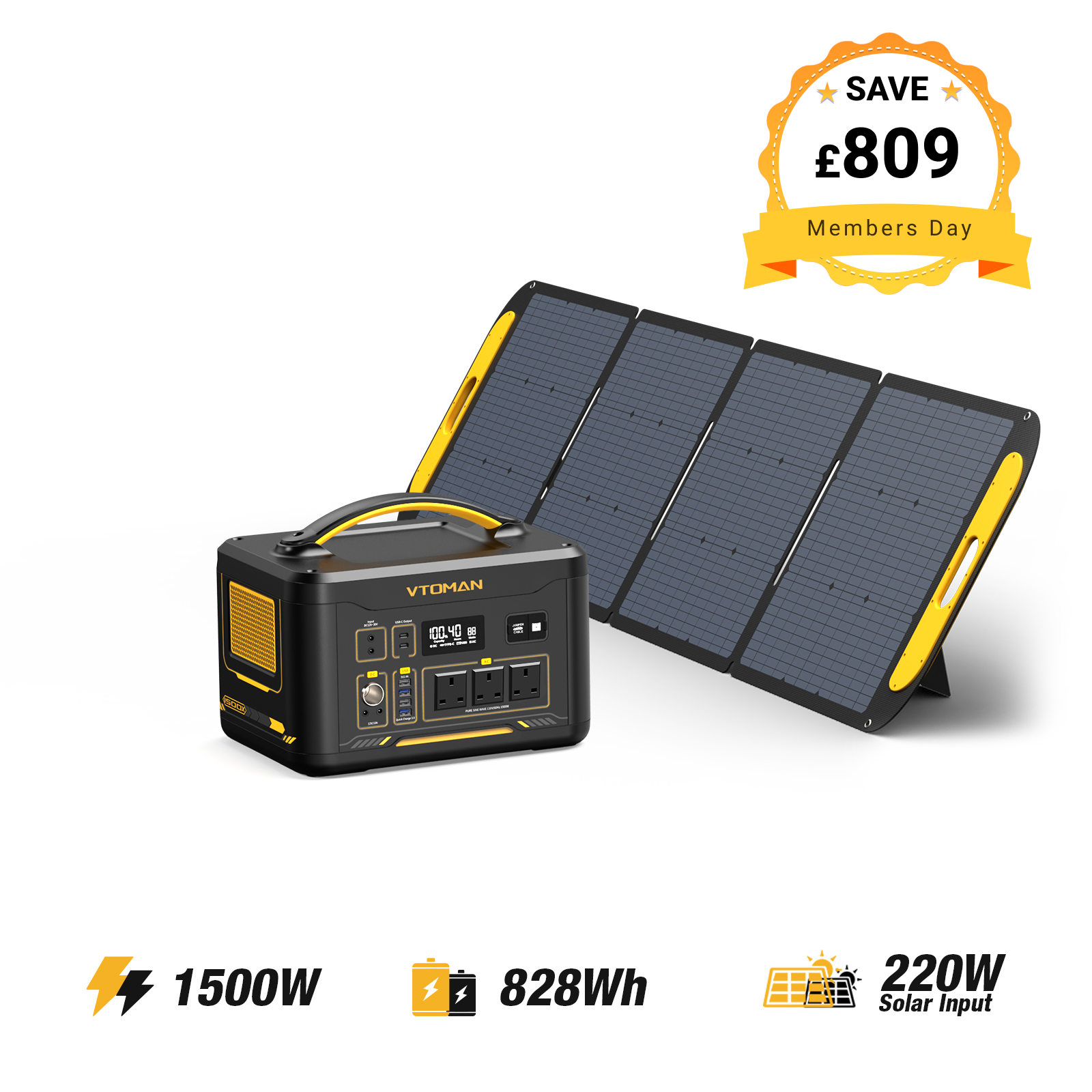 Jump 1500W/ 828Wh 220W Solar Generator