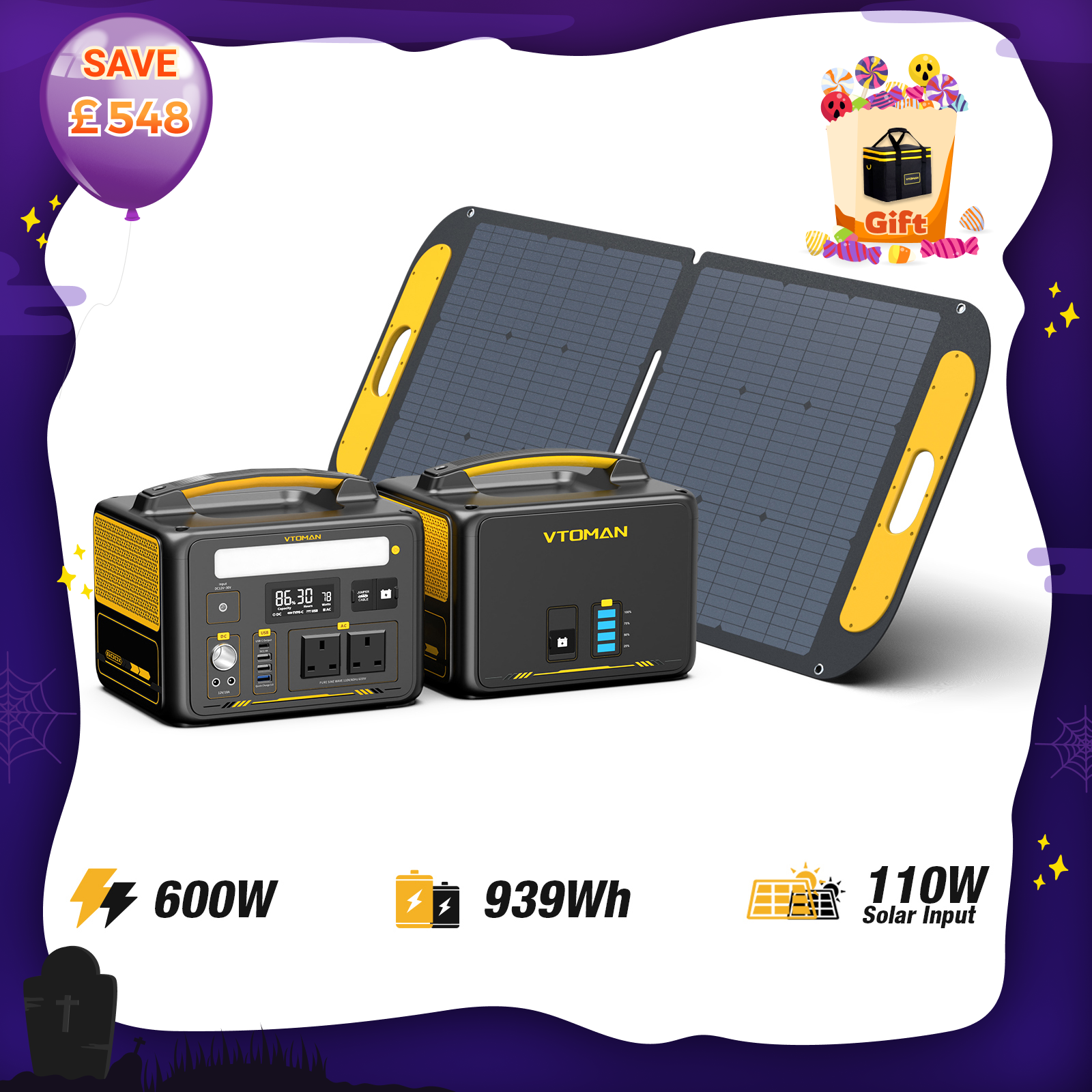 Jump 600W/939Wh 110W Solar Generator