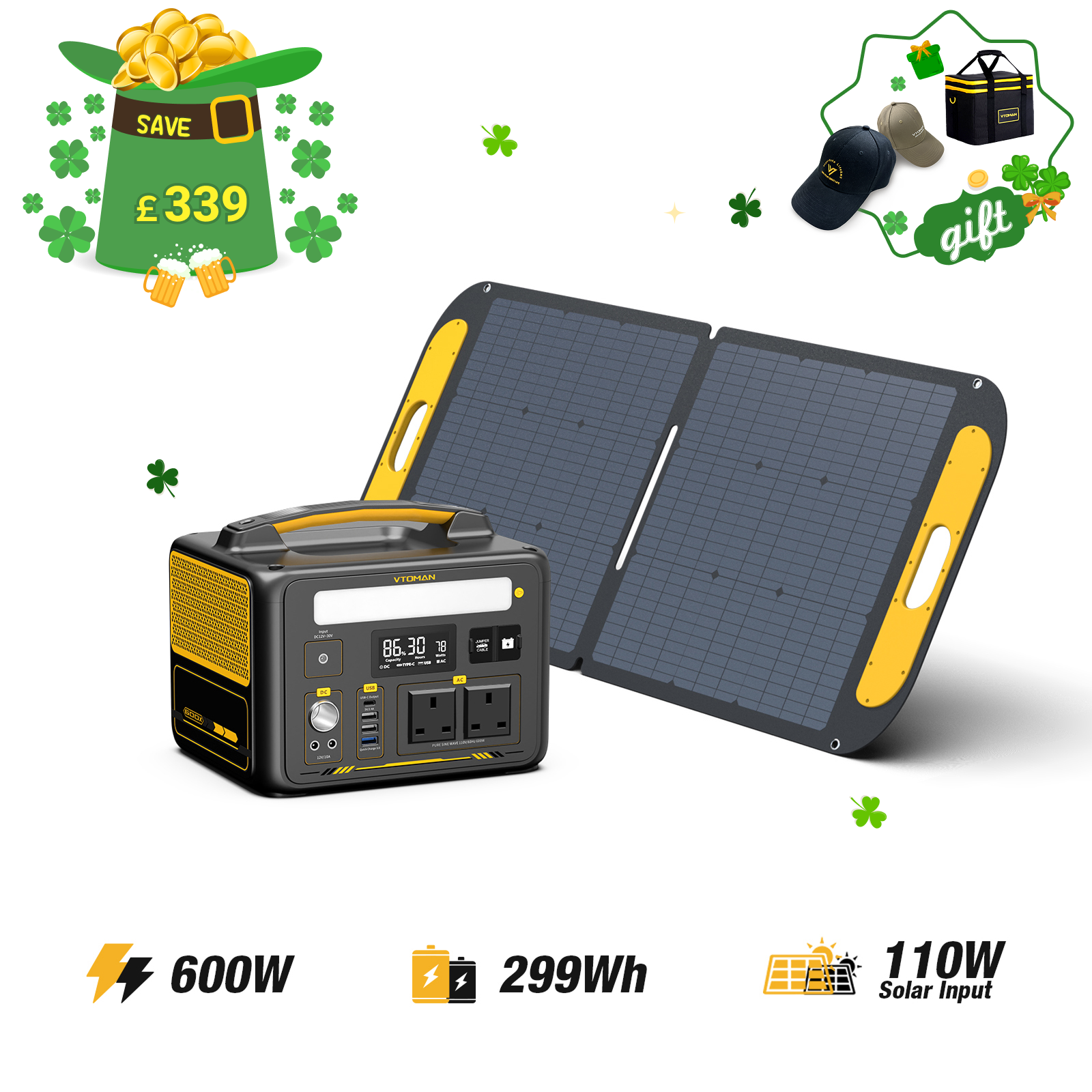 VTOMAN 110W Foldable Portable Solar Panels