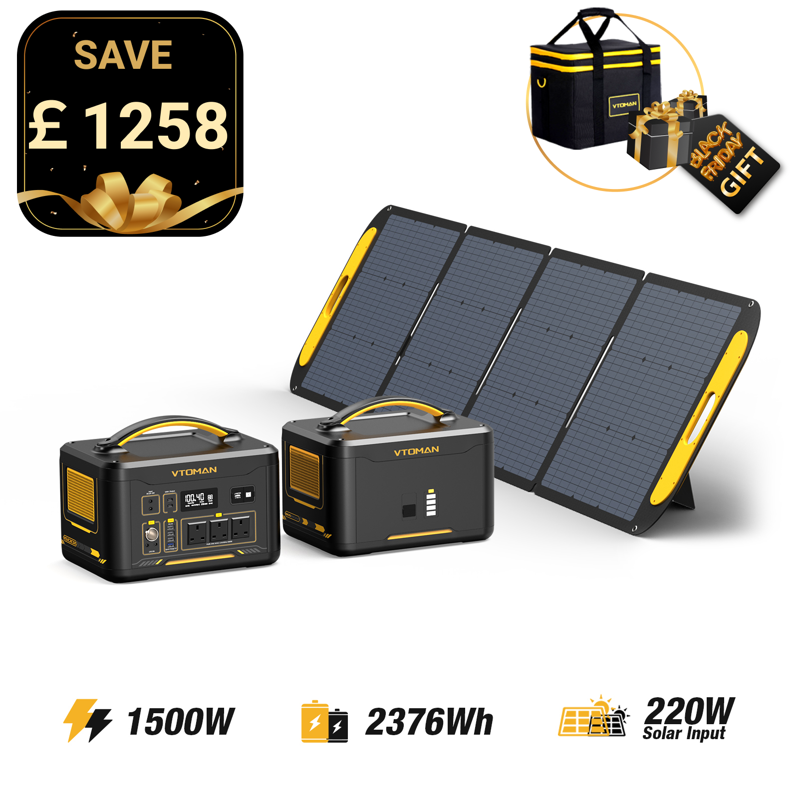 Jump 1500W/2376Wh 220W Solar Generator