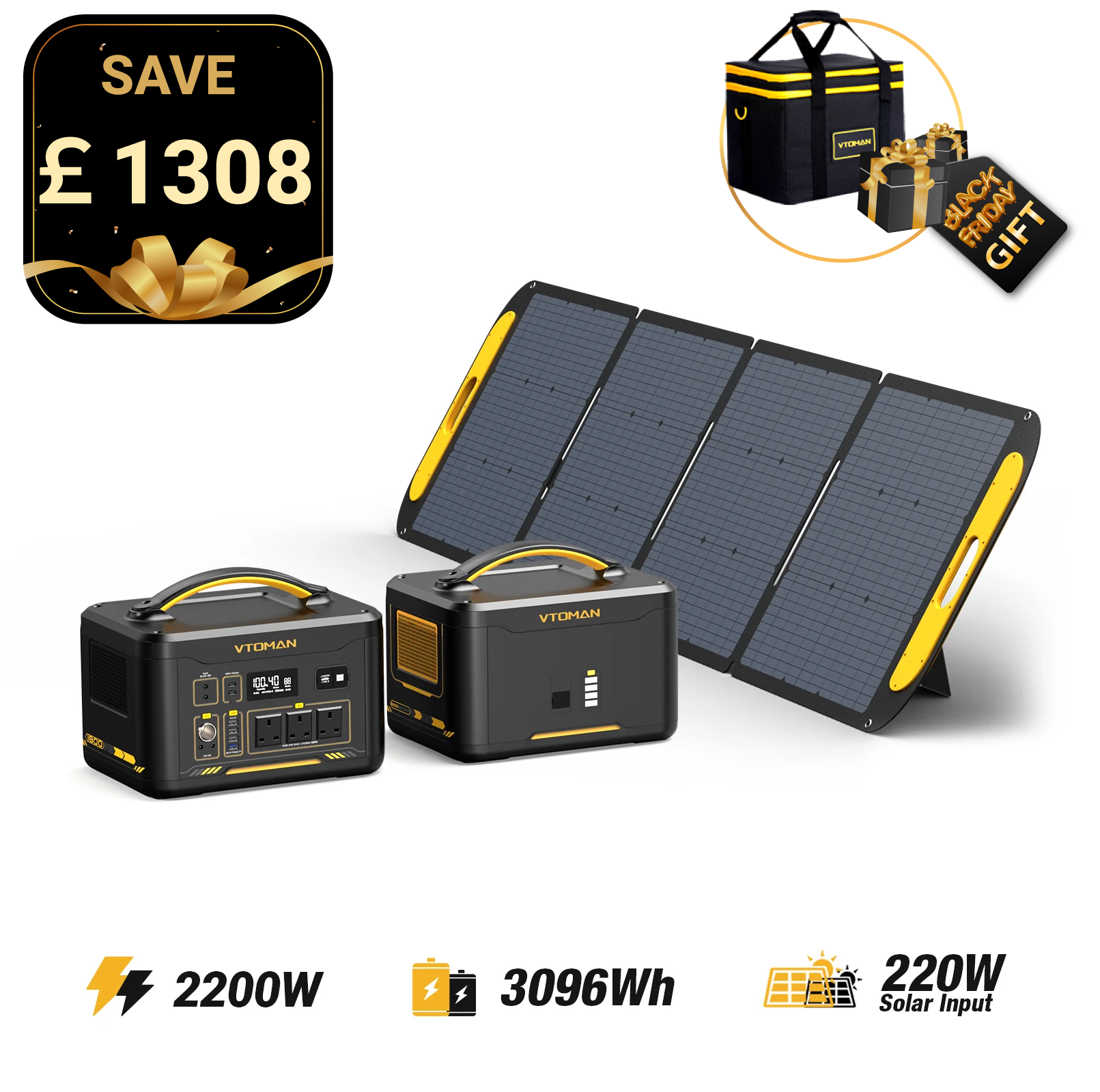 Jump 2200W/3096Wh 220W Solar Generator