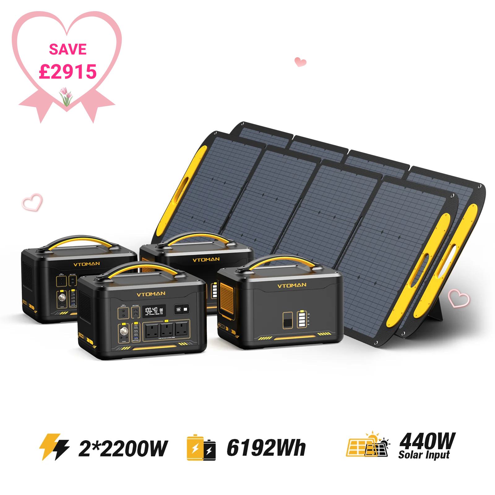 Balíček 2*JUMP2200+2*Přídavná baterie+2*100W solární panel
