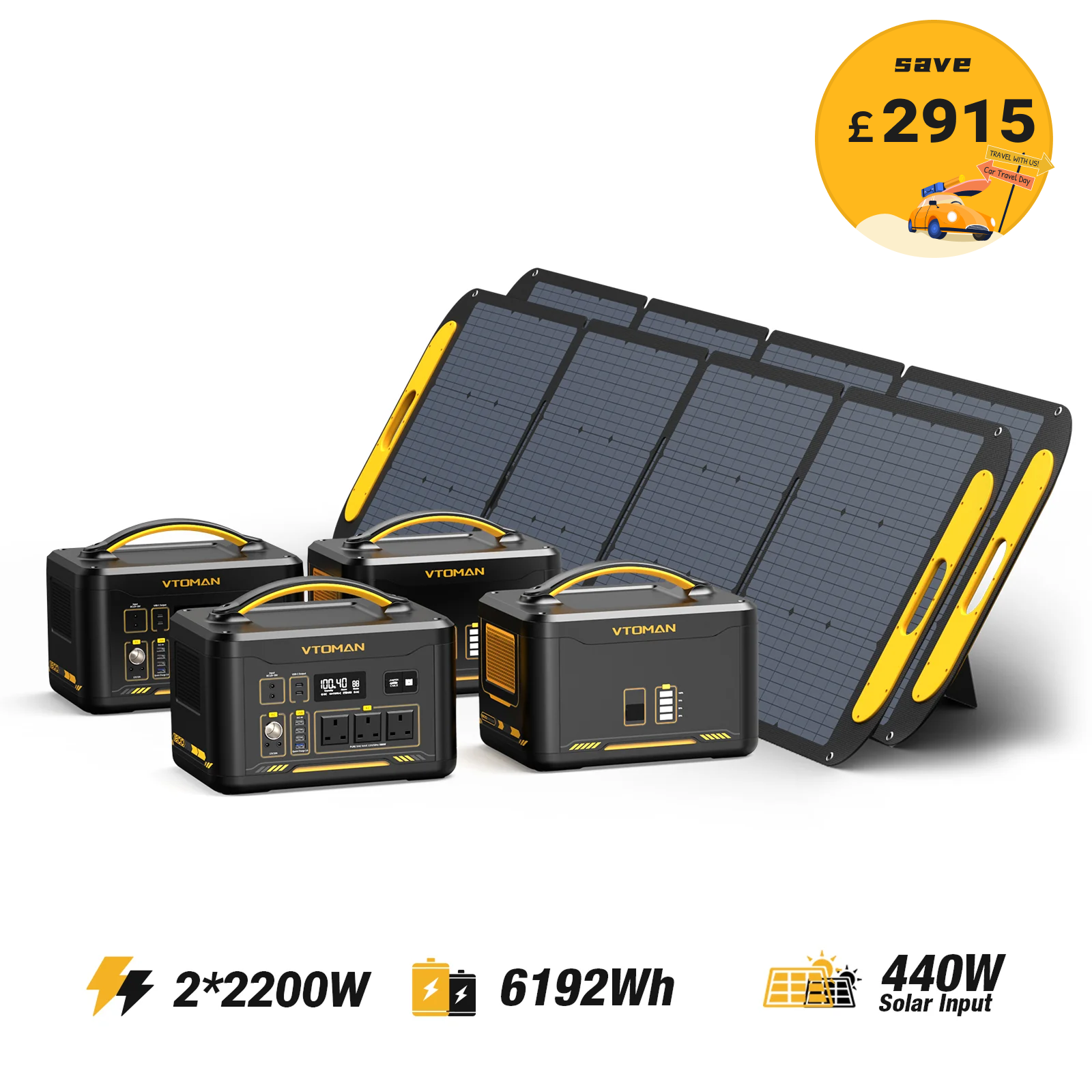 Balíček 2*JUMP2200+2*Přídavná baterie+2*100W solární panel