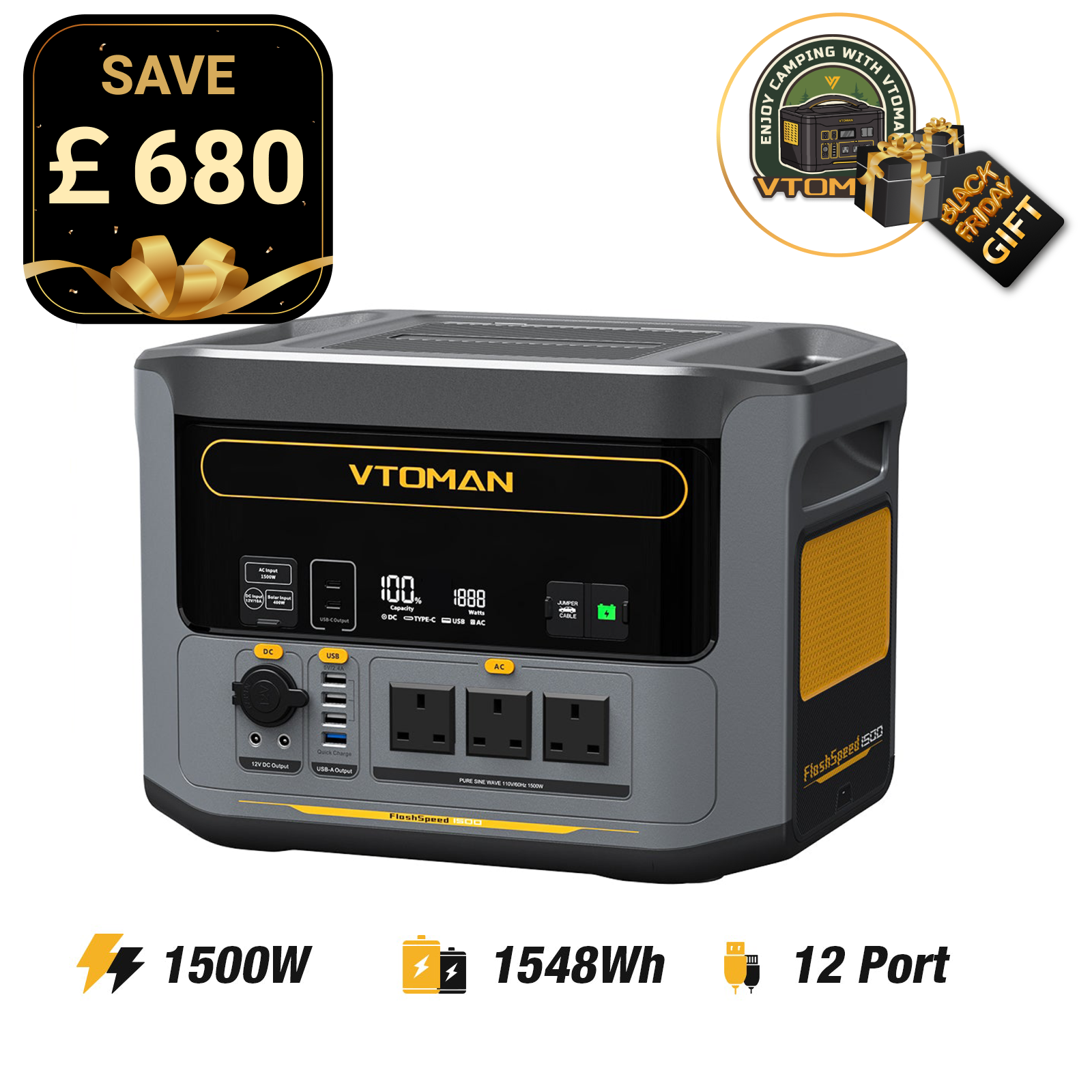 VTOMAN FlashSpeed 1500 Portable Power Station