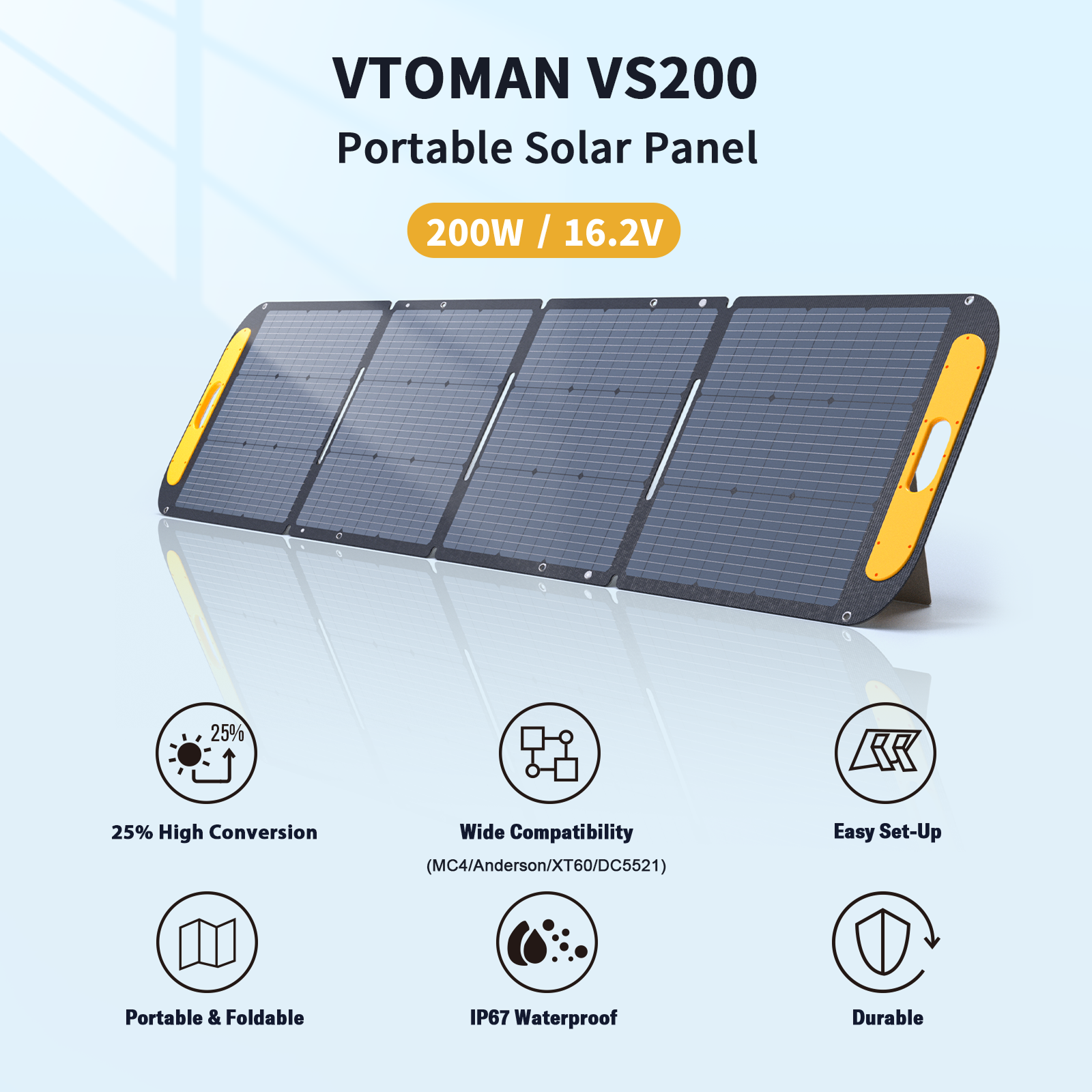 VTOMAN 200W Solar Panel with parameter